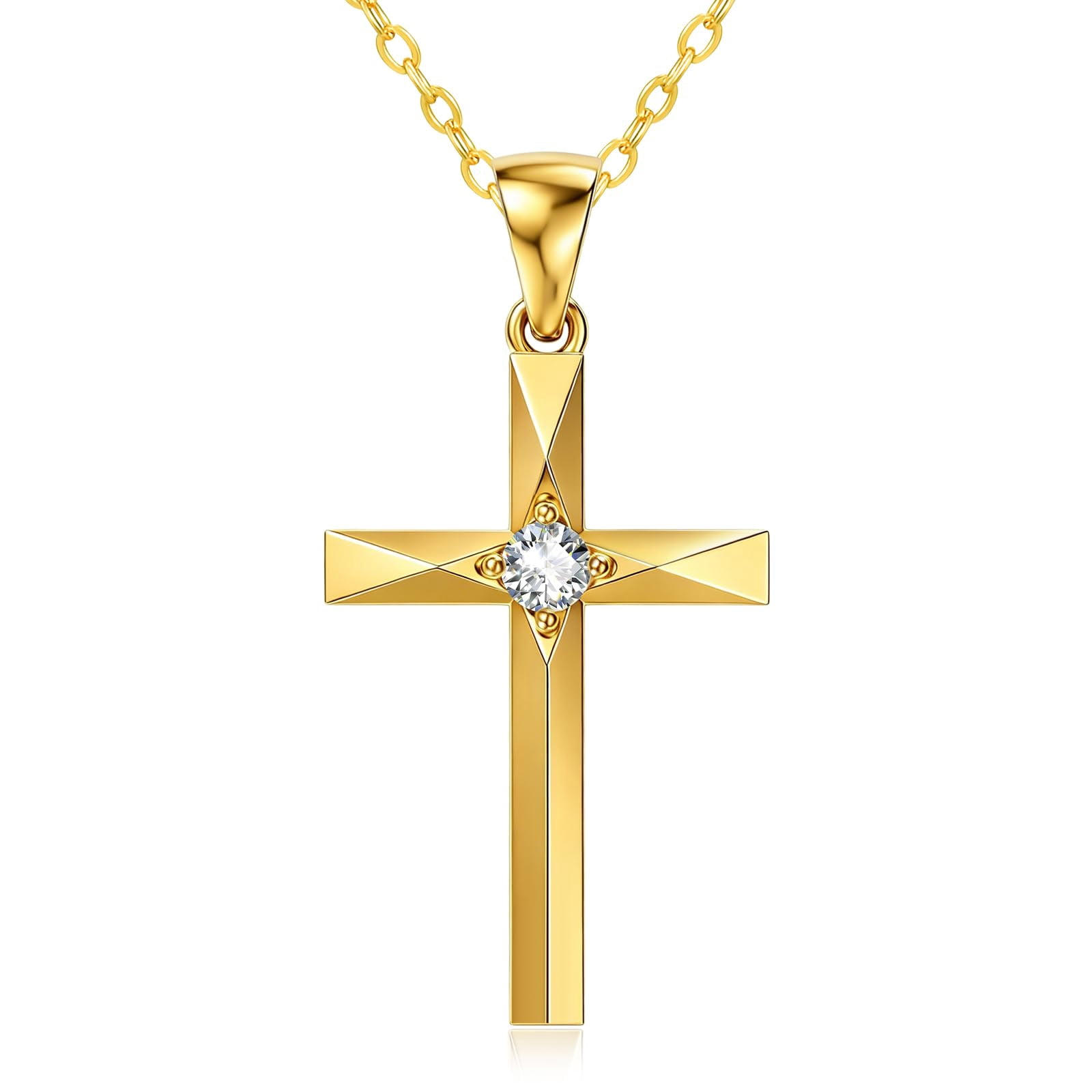 HXWZB Cross Necklace for Women 14K Gold Plated Cross Pendant Jewelry
