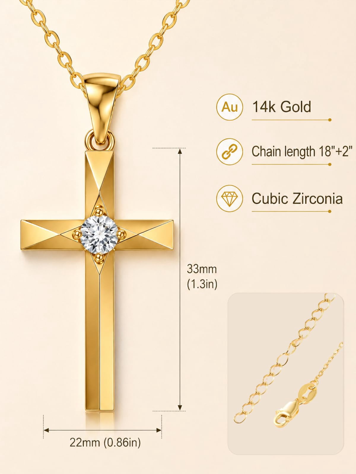 HXWZB Cross Necklace for Women 14K Gold Plated Cross Pendant Jewelry - Image 2
