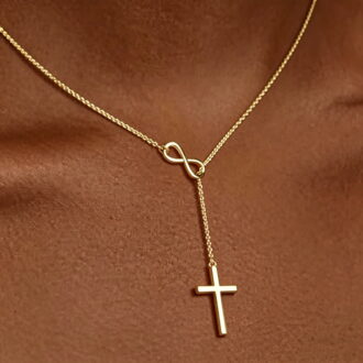 Infinity Cross Necklace for Women,Necklace Unique Trendy Cross Pendant Jewelry, Non Tarnish & Waterproof Christian Jewelry Communion Confirmation Easter Gif