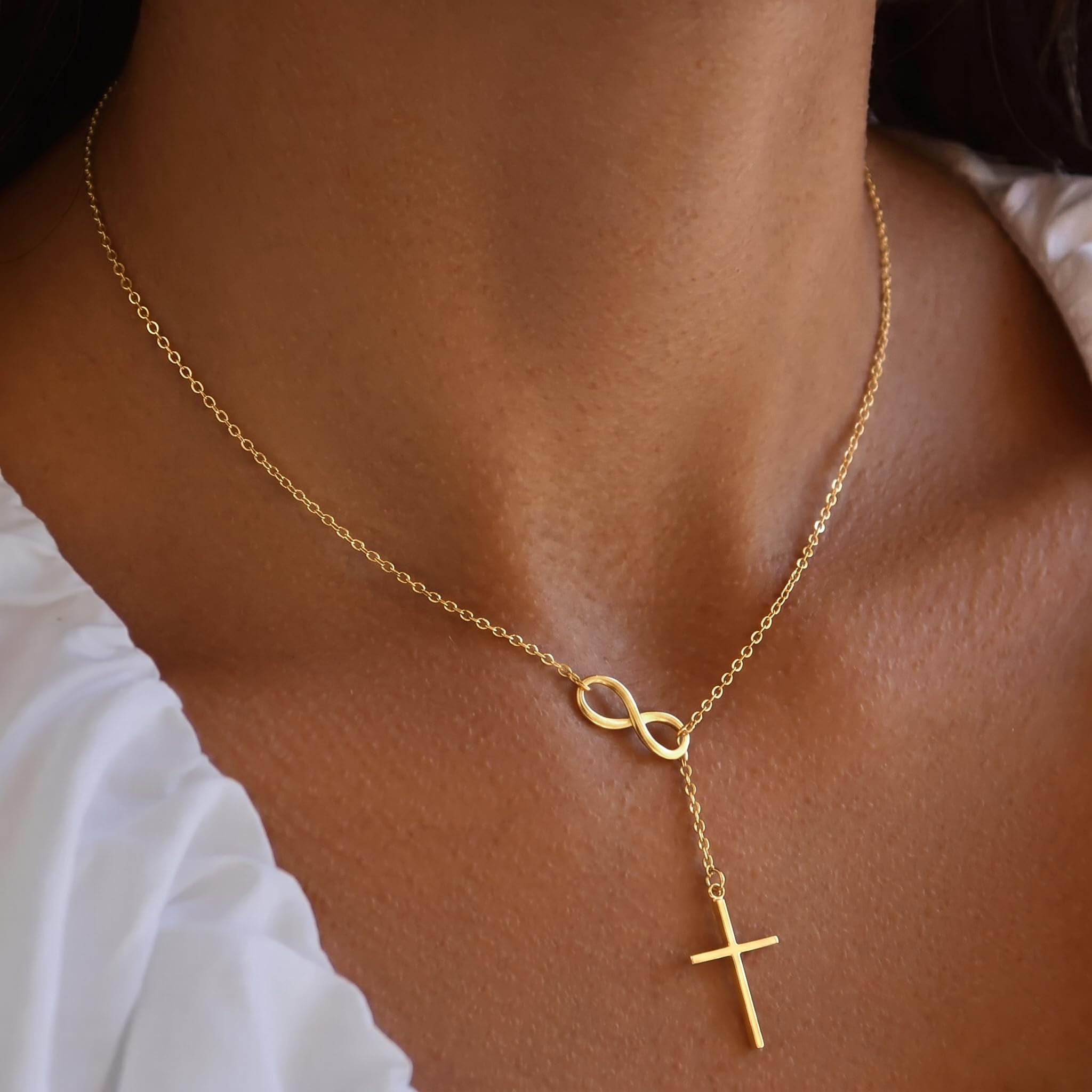 Infinity Cross Necklace for Women,Necklace Unique Trendy Cross Pendant Jewelry, Non Tarnish & Waterproof Christian Jewelry Communion Confirmation Easter Gif - Image 3