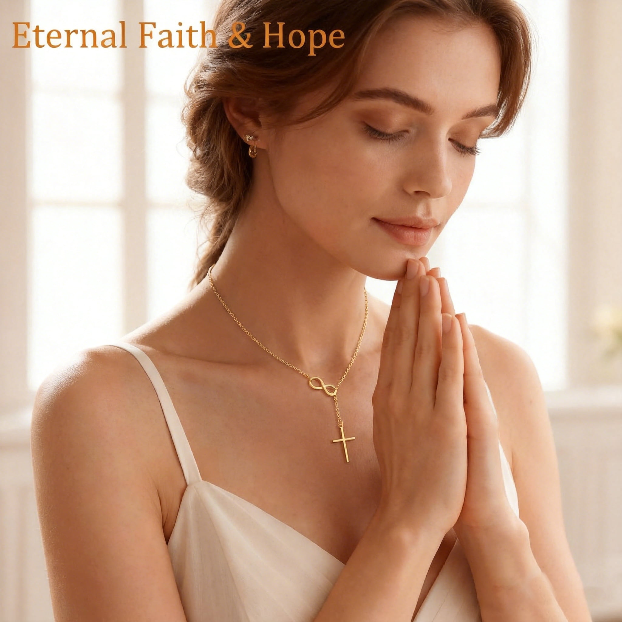 Infinity Cross Necklace for Women,Necklace Unique Trendy Cross Pendant Jewelry, Non Tarnish & Waterproof Christian Jewelry Communion Confirmation Easter Gif - Image 2
