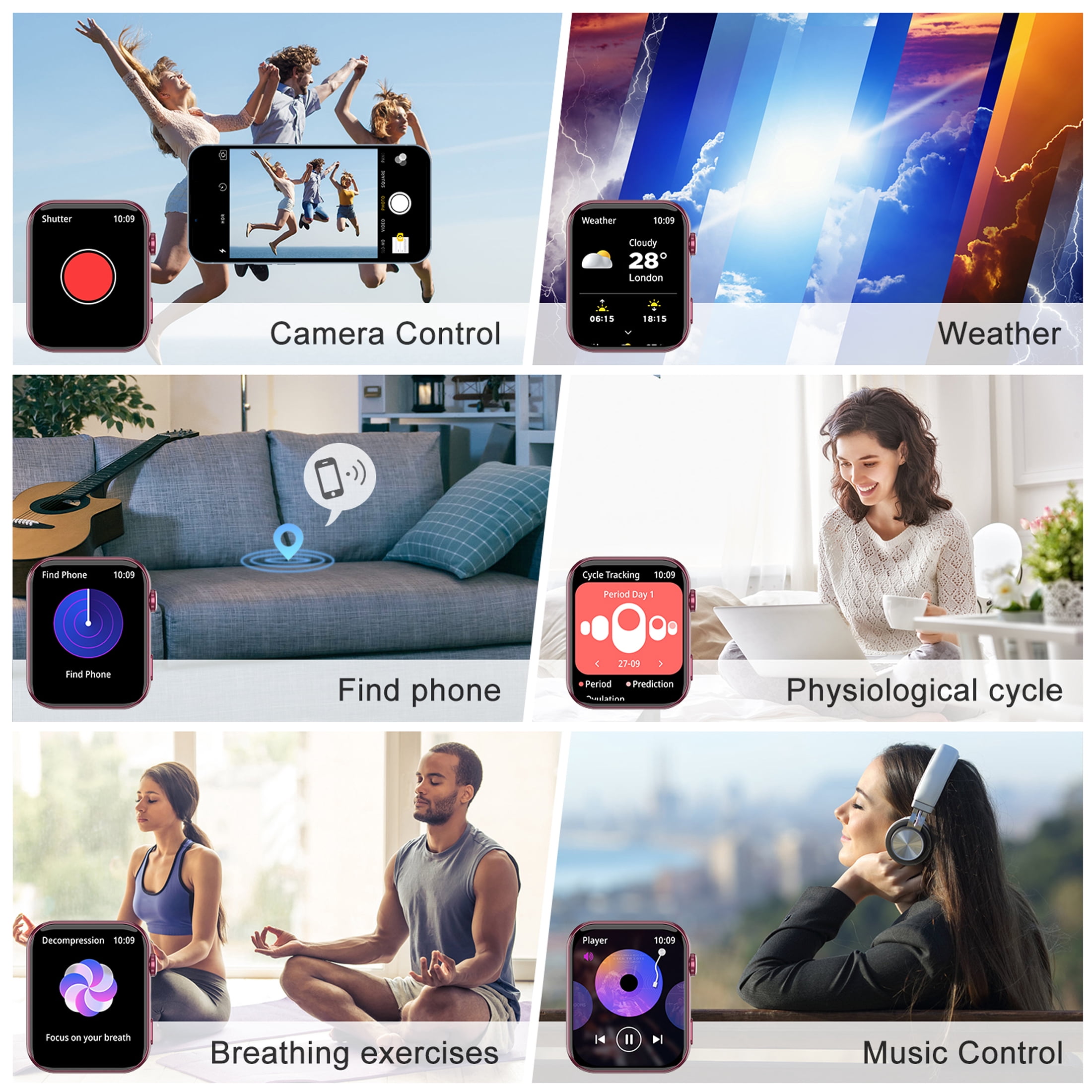 IOWODO Smart Watch for Women and Men, 1.91'' Bluetooth Calling Digital Watch, Fitness Tracker, 100+ Sports Modes, IP68 Waterproof, Android iPhone Compatible, Purple - Image 5