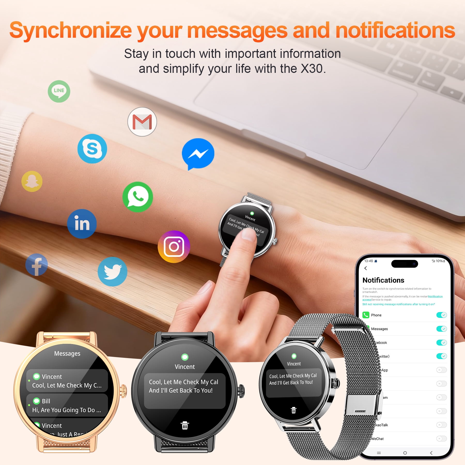 IOWODO Smart Watch for Women Men, Bluetooth Calling Fitness Tracker, 1.26" Touch Screen, 100+ Sport Modes, Message Notifications, Compatible with Android iPhone (Black) - Image 4
