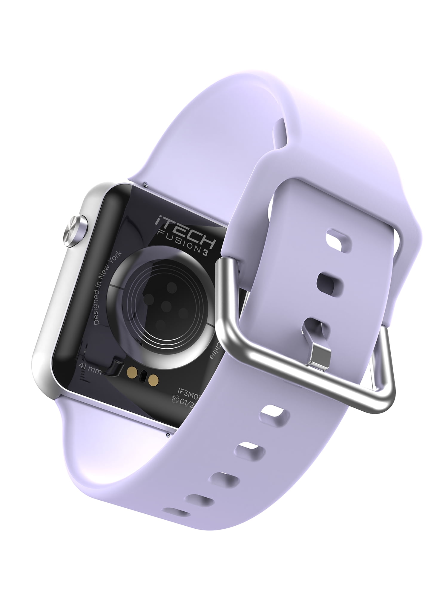 iTech Fusion 3 Unisex Adult Rectangular Smart Watch, Lilac, Silicone Strap - Image 3