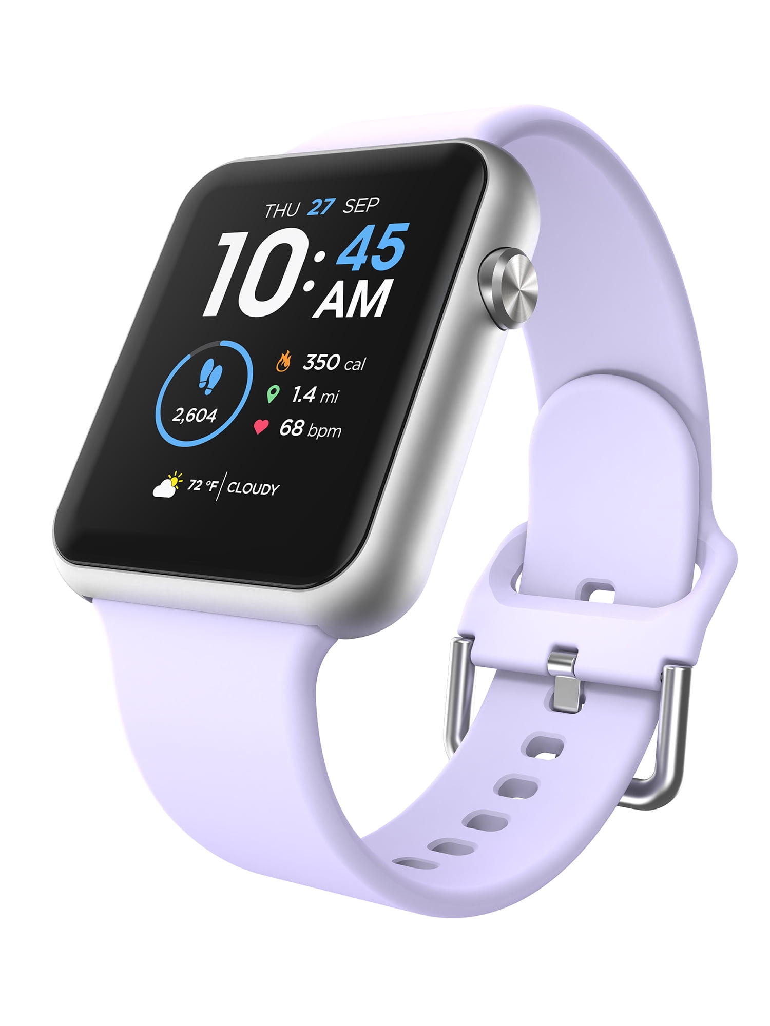 iTech Fusion 3 Unisex Adult Rectangular Smart Watch, Lilac, Silicone Strap