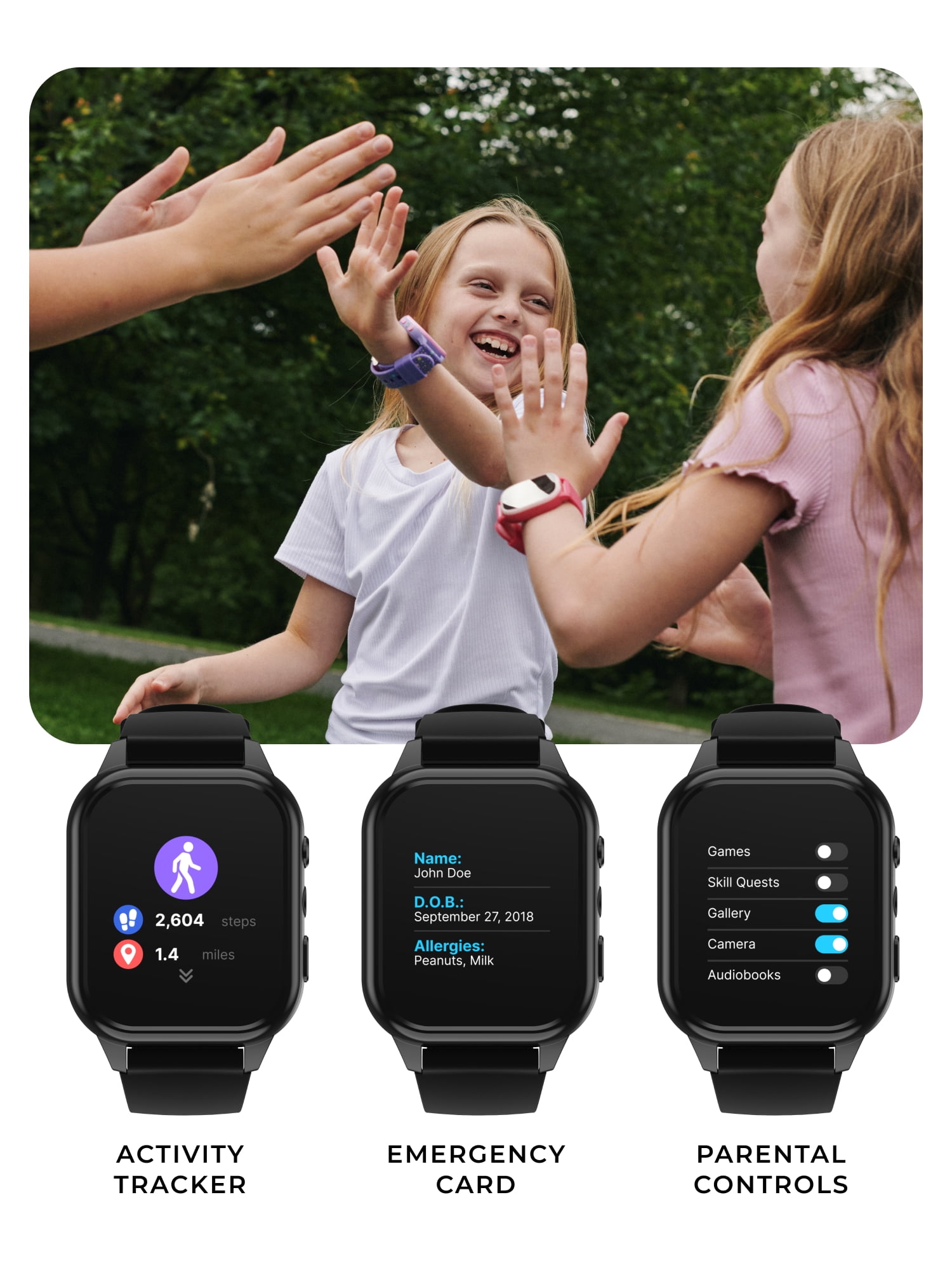 iTech Jr. 4 Kids Girls' Smartwatch with Camera, Audiobooks, and Games – Pink Case with Pink Strap - Image 3