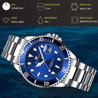 Jahy2Tech Waterproof Men Watch Classic Stainless Steel Quartz Business Luminous Wristwatch