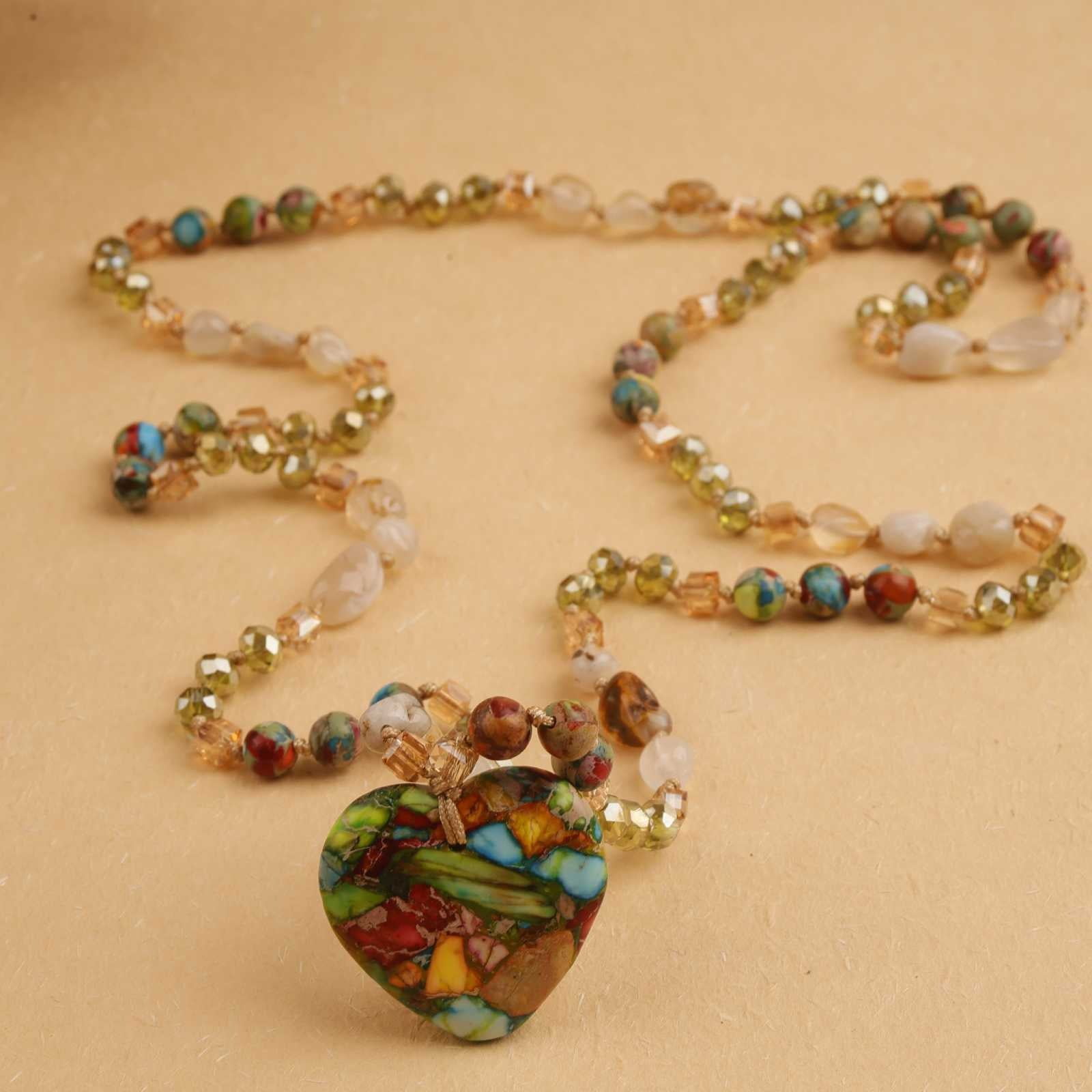 Jasper Natural Stone Beaded Long Pendant Necklaces for Womens Healing Crystal Necklace Handmade Boho Charm Necklaces Jewelry - Image 5
