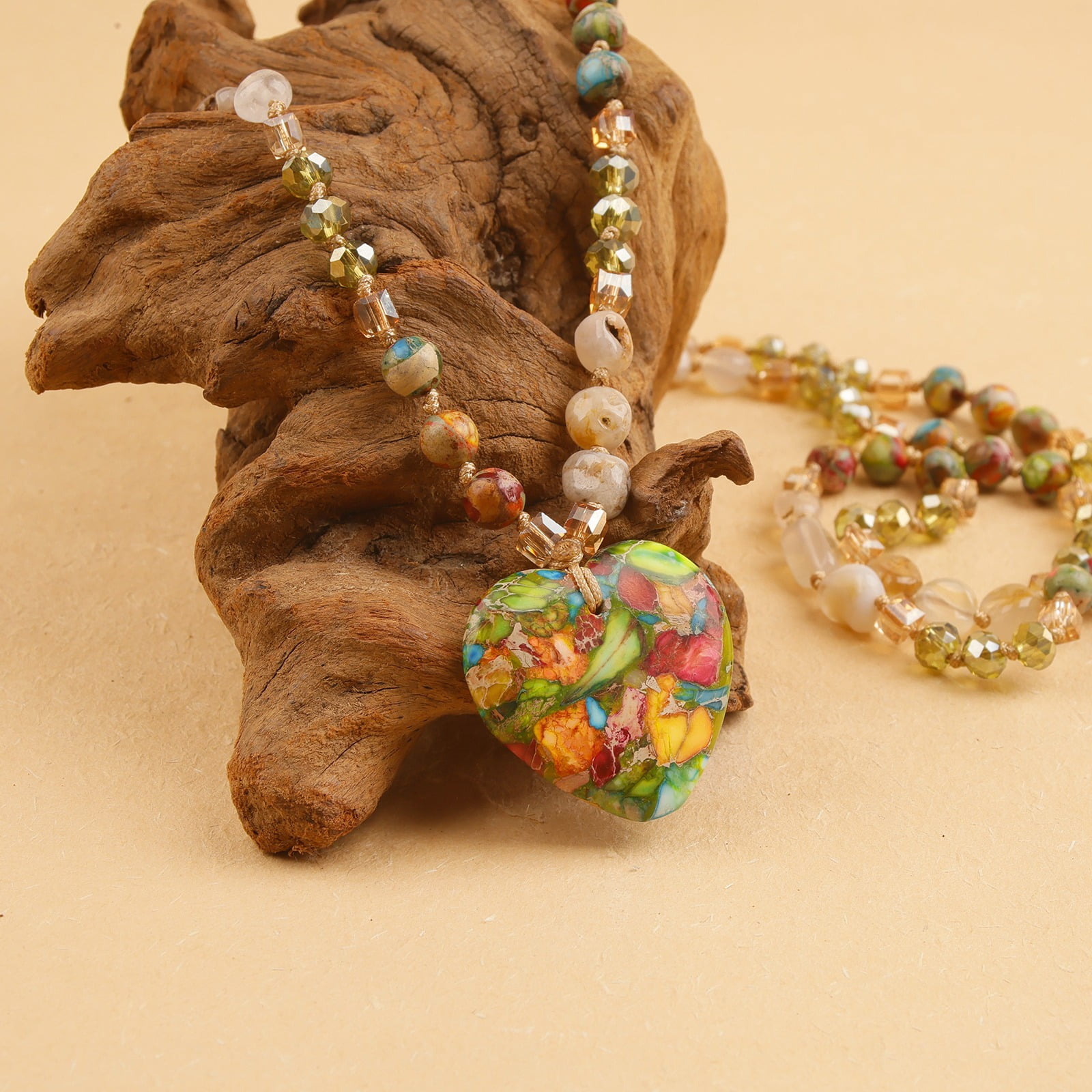 Jasper Natural Stone Beaded Long Pendant Necklaces for Womens Healing Crystal Necklace Handmade Boho Charm Necklaces Jewelry - Image 4