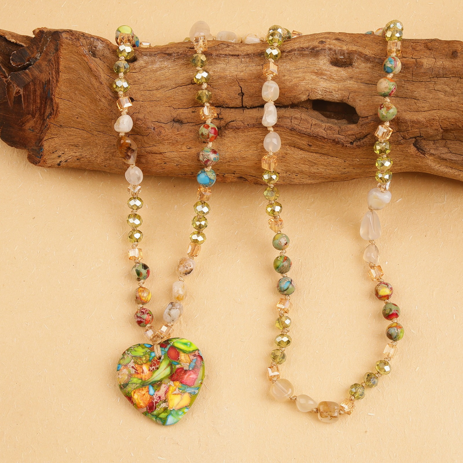 Jasper Natural Stone Beaded Long Pendant Necklaces for Womens Healing Crystal Necklace Handmade Boho Charm Necklaces Jewelry - Image 2
