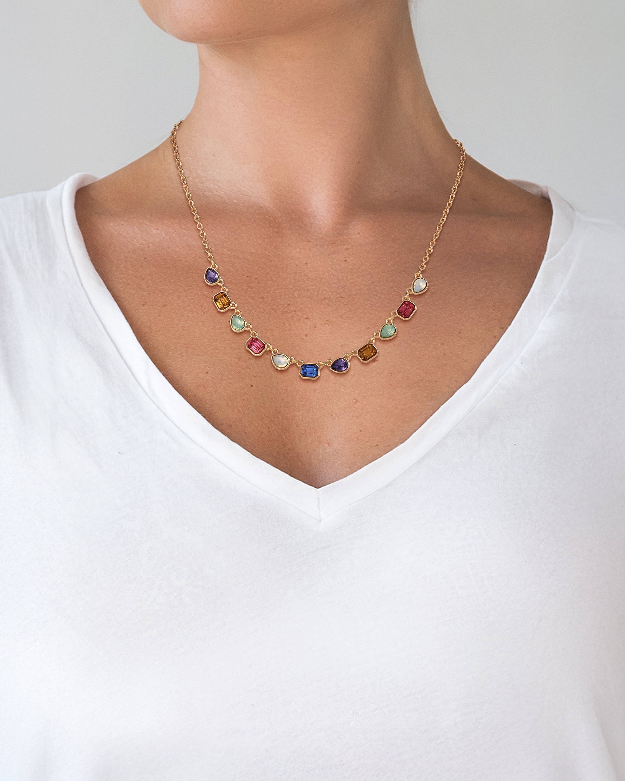 Jessica Simpson Women's Multi Color Stone Necklace, 18" + 3" Extender - Image 2