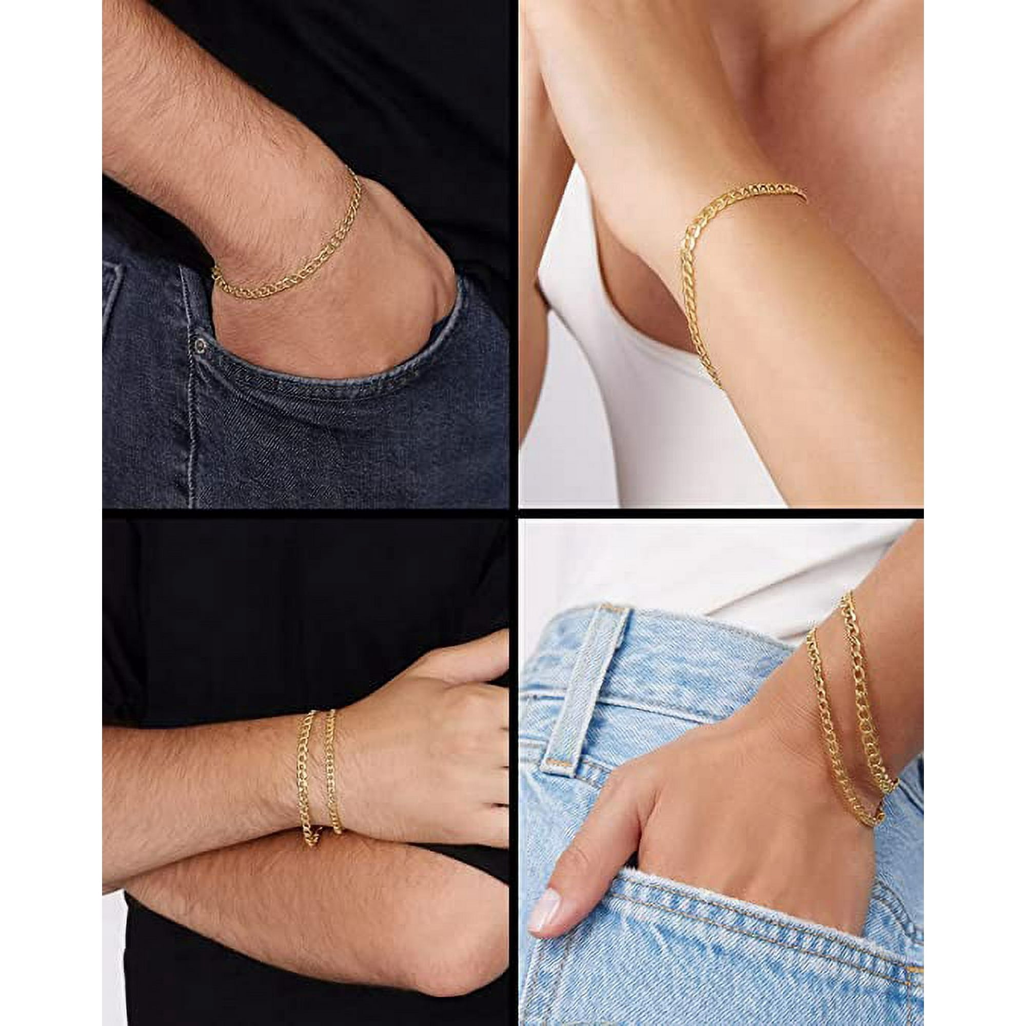 Jewelry Atelier Gold Filled Chain Bracelet Collection - 14K Solid Yellow Gold Filled Miami Cuban Curb Link Chain Bracelets for Women and Men with Different Sizes (4.5mm, 5.5mm) - Image 3