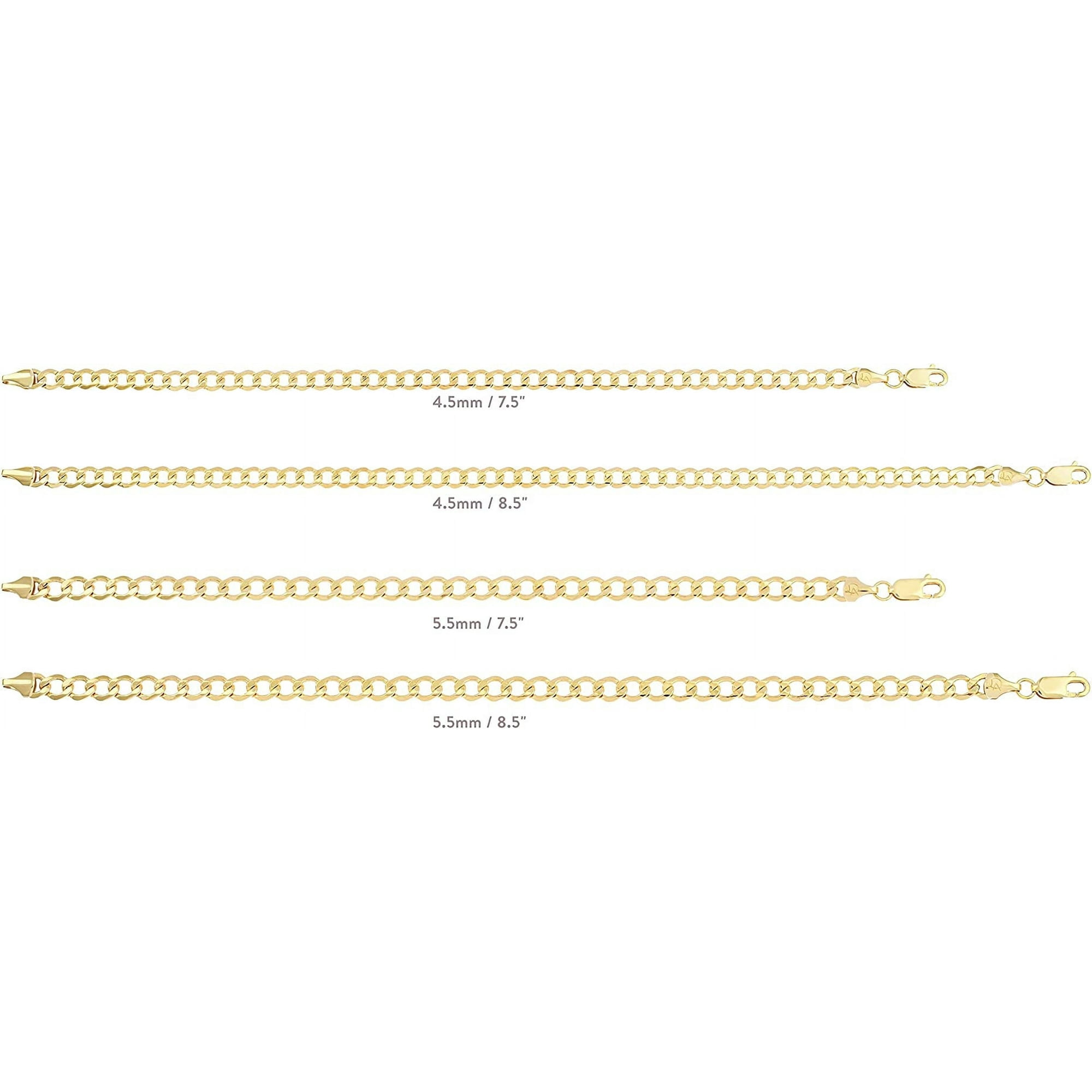 Jewelry Atelier Gold Filled Chain Bracelet Collection - 14K Solid Yellow Gold Filled Miami Cuban Curb Link Chain Bracelets for Women and Men with Different Sizes (4.5mm, 5.5mm) - Image 2