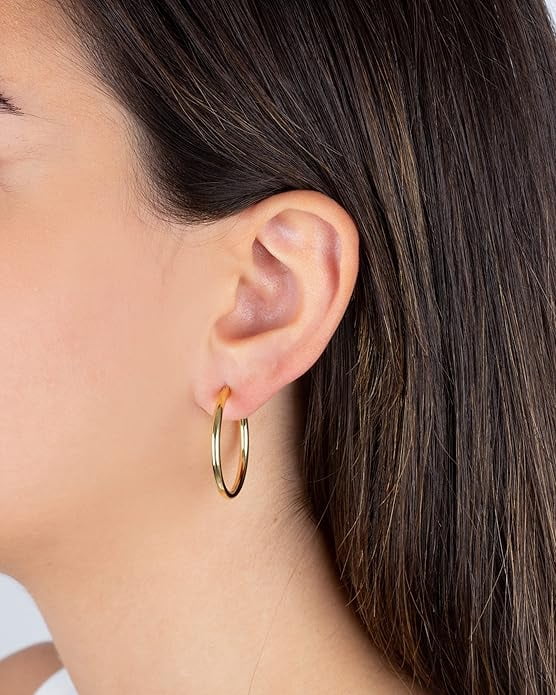 Jewelry Atelier Gold Hoop Earrings Collection - 14K Solid Yellow Gold Filled Earrings Stylish Gold Earrings for Women with Different Occasions & Styles - Image 2