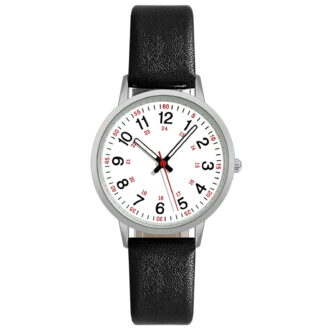 Joernso Luminous Digital Watch with Soft Faux Leather Strap 24 Hours Time Round Dial Quartz Watch Women Fashion Wrist Watch for Students Nurse Office Worker Christmas Birthday Gift