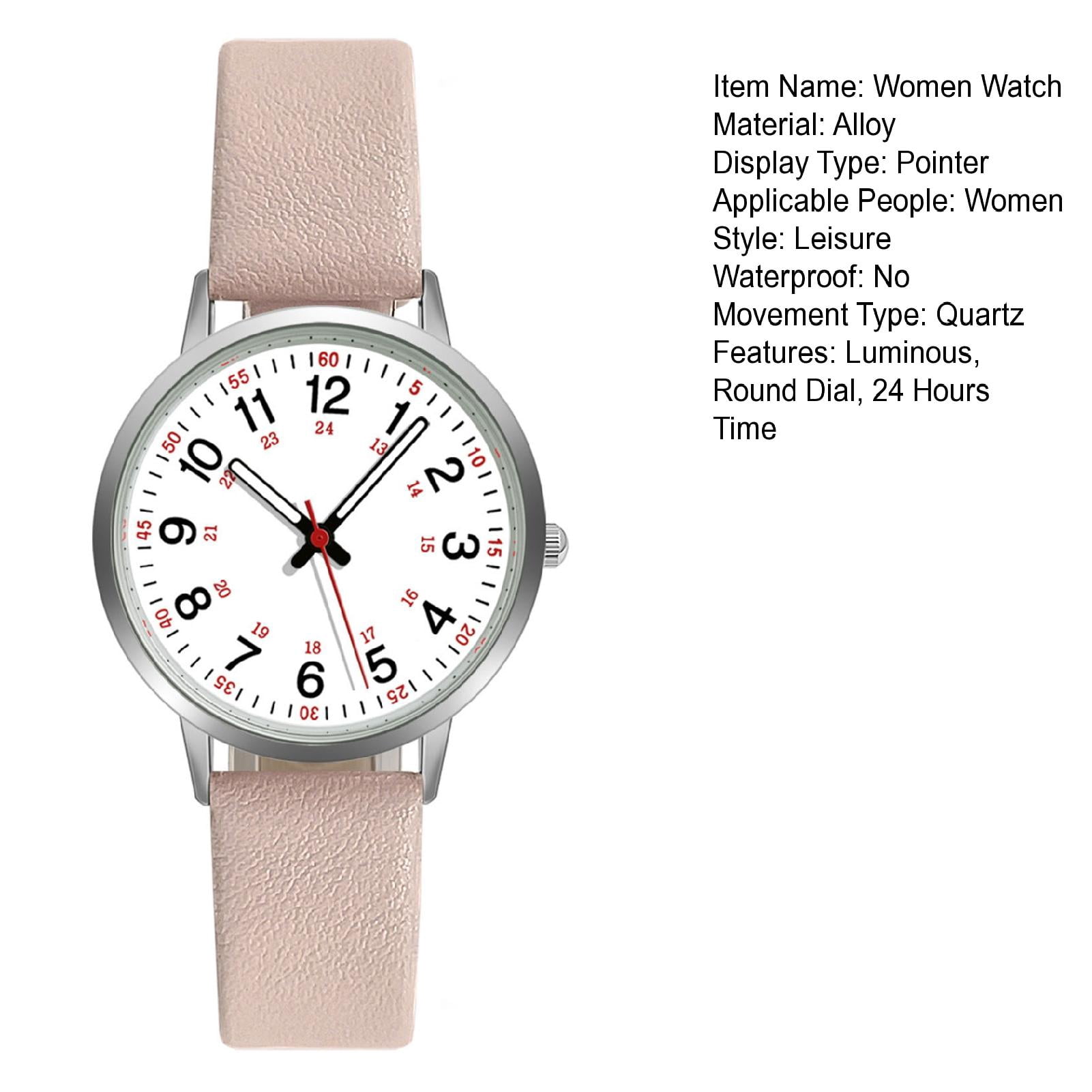 Joernso Luminous Digital Watch with Soft Faux Leather Strap 24 Hours Time Round Dial Quartz Watch Women Fashion Wrist Watch for Students Nurse Office Worker Christmas Birthday Gift - Image 4