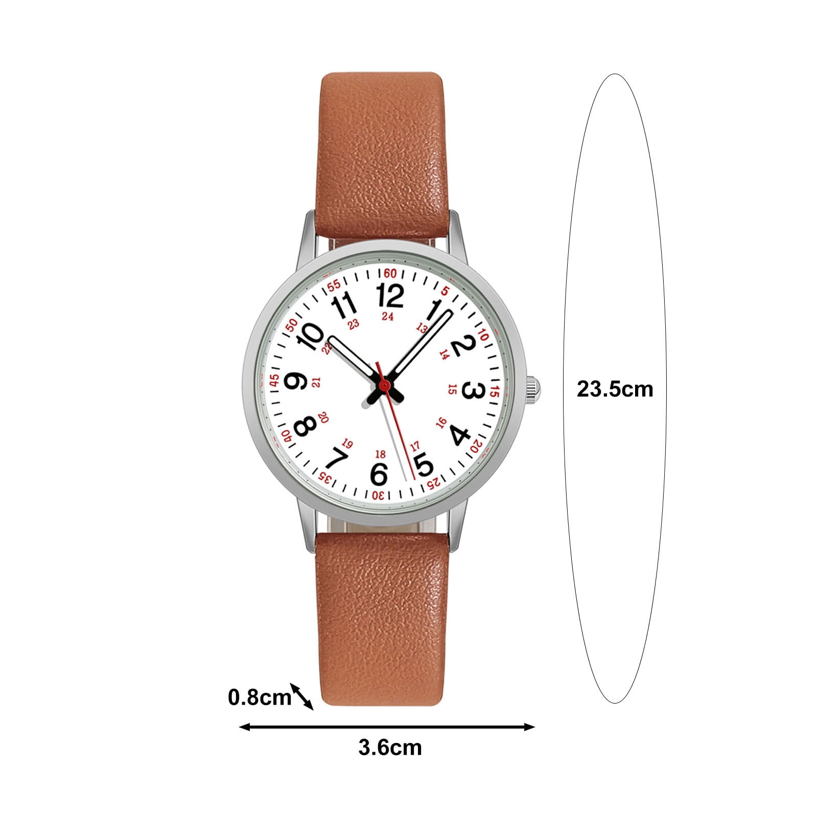 Joernso Luminous Digital Watch with Soft Faux Leather Strap 24 Hours Time Round Dial Quartz Watch Women Fashion Wrist Watch for Students Nurse Office Worker Christmas Birthday Gift - Image 5