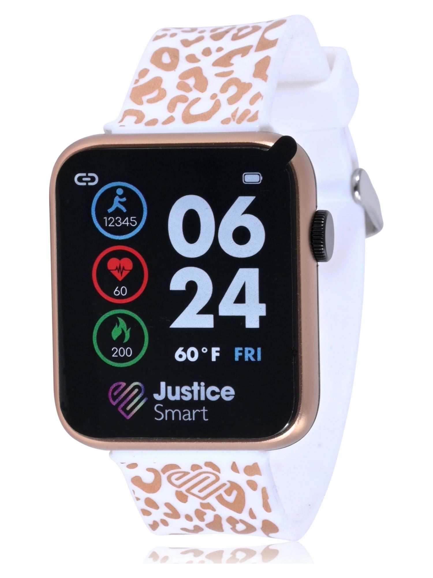 Justice Female Tween Smart Watch with Leopard Silicone Strap (JSE4210WM)
