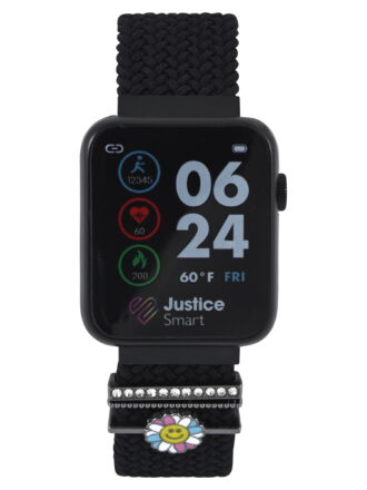 Justice iTime Unisex Child Smart Watch with Black Mesh Magnetic Strap and Black Case 42mm
