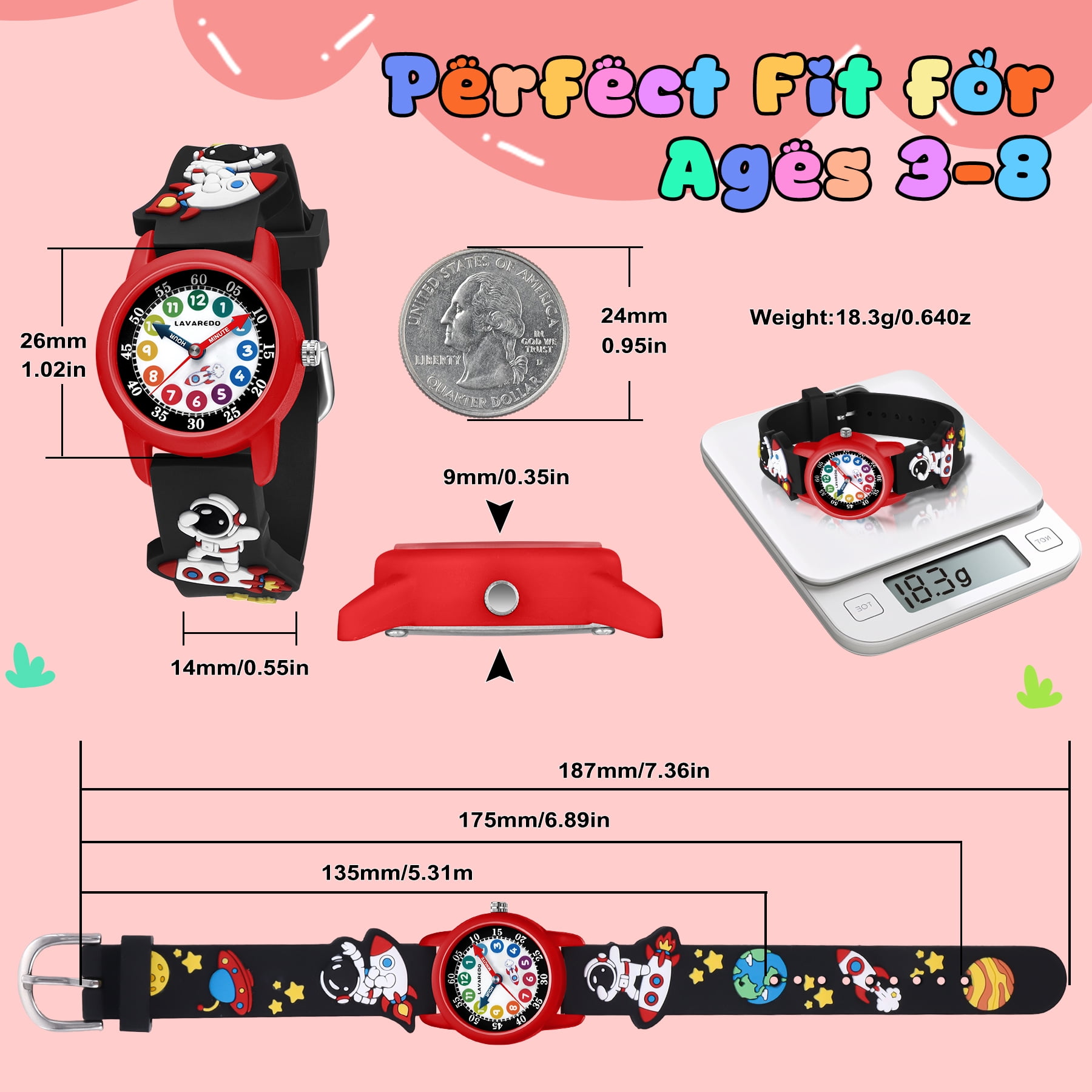 Kids Analog Watch 3D Cartoon Watch for Boys Girls Age 4-12 Waterproof Watch with Silicone Band Gift for Kids Age 4 - Image 4