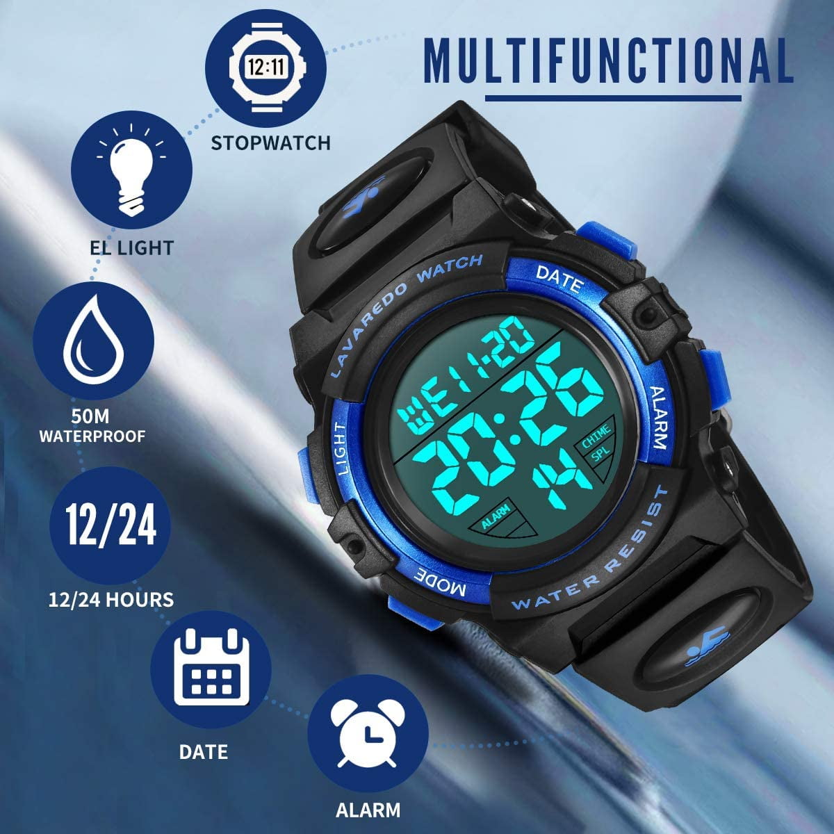 Kids Digital Sports Watch for Age 4-15 Waterproof Watches with Alarm Stopwatch Wrist Watches for Boys Girls Birthday Christmas Gift for Kids - Image 3