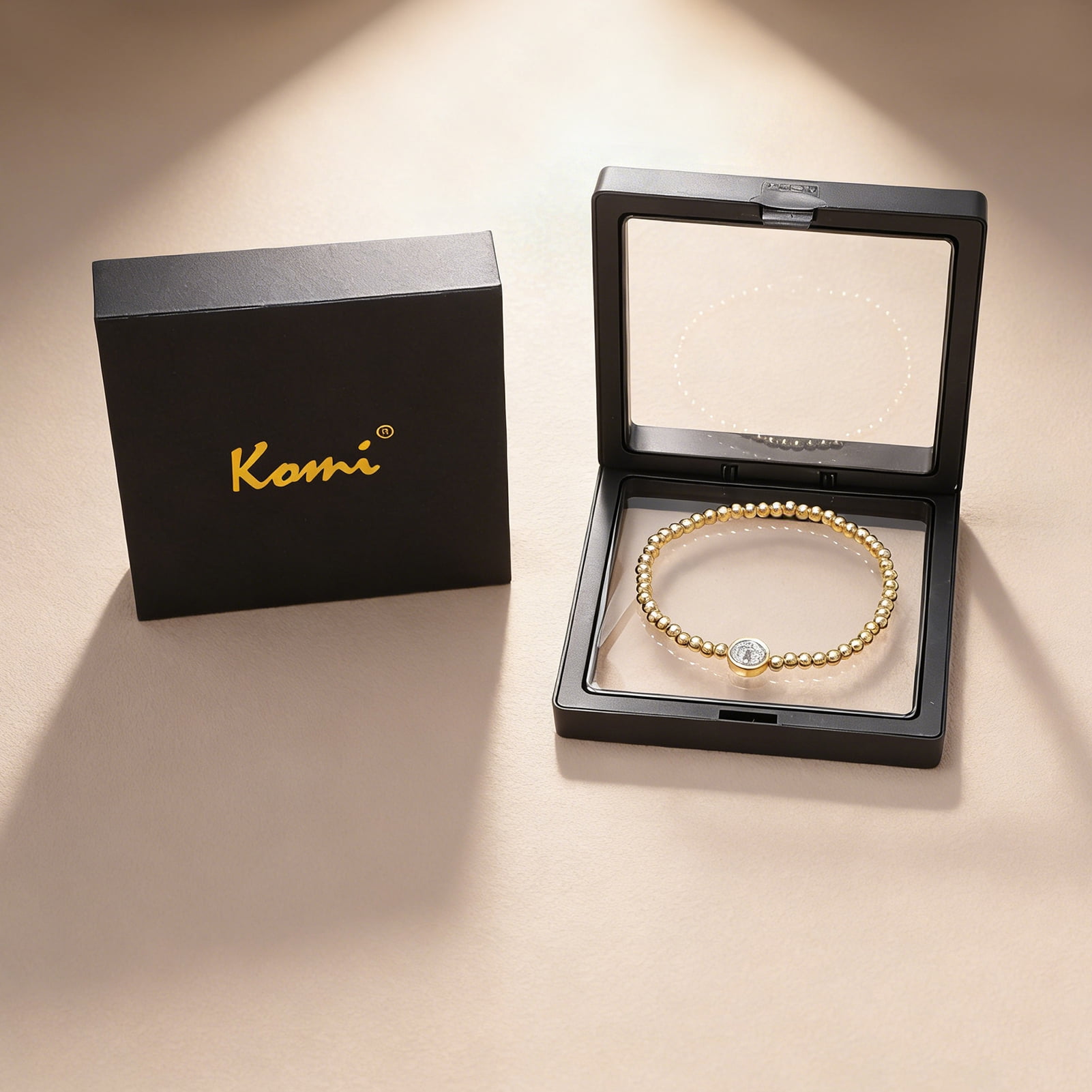 KOMI Gold Bracelets for Women 14K Gold-plated Beaded St Benedict Medal Religious Stretch Stackable Bracelet Jewelry Catholic Confirmation Gifts - Image 3