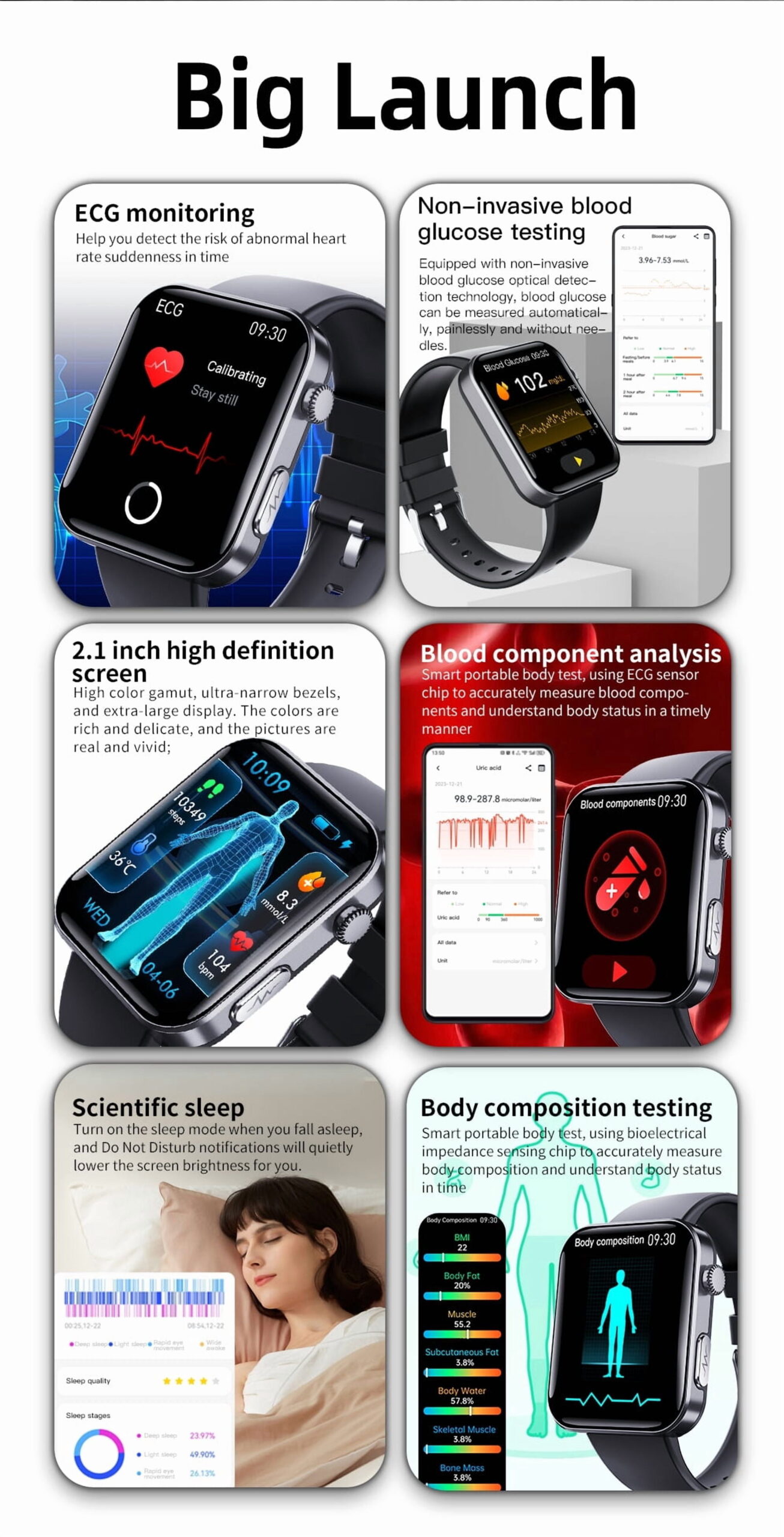 LAATIKUI F300 smart watch fitness monitoring tracker waterproof sports - Image 3