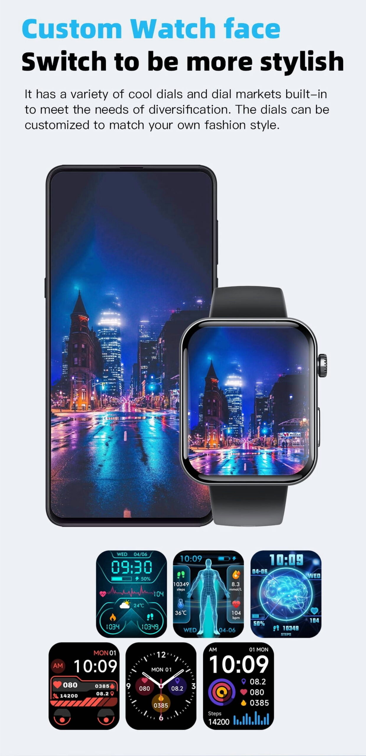 LAATIKUI F300 smart watch fitness monitoring tracker waterproof sports - Image 5