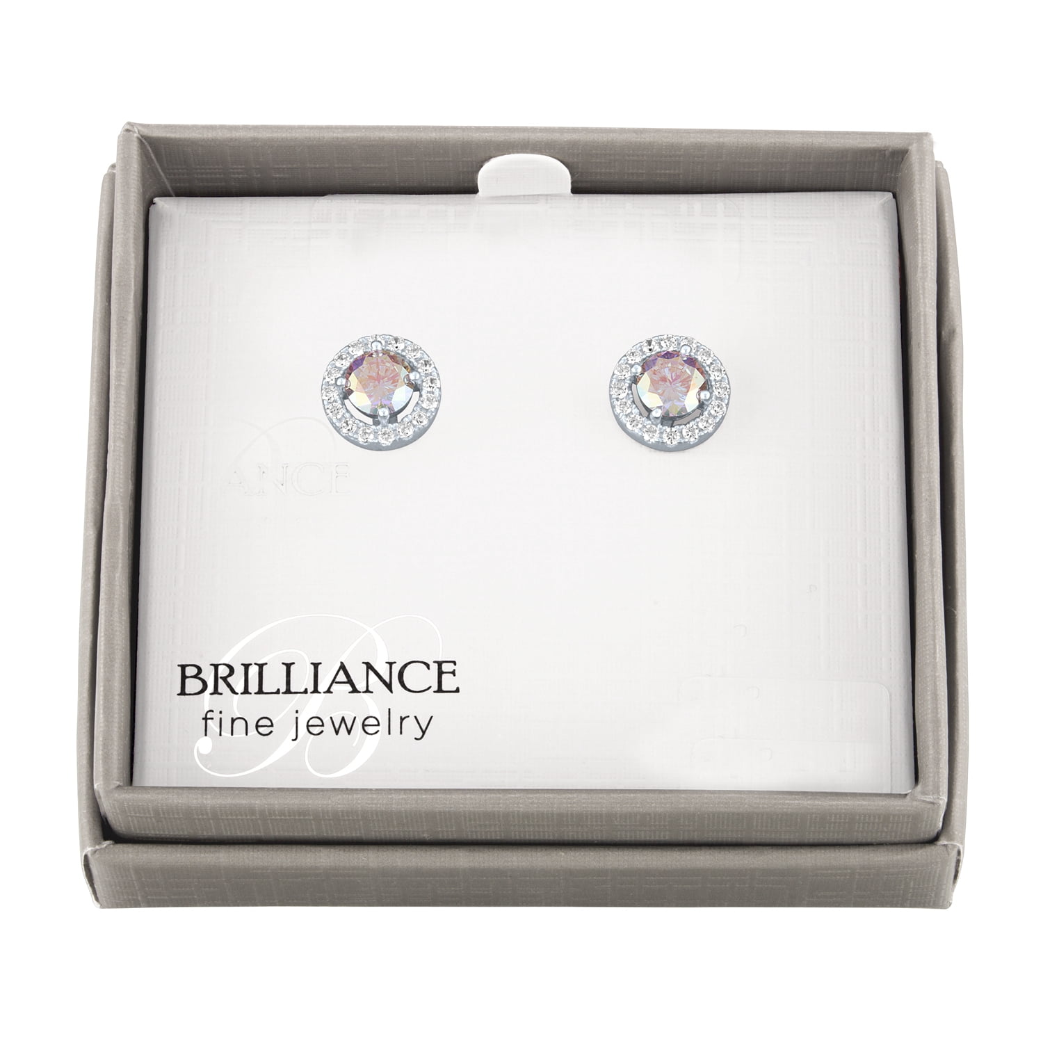 Ladies Brilliance Fine Jewelry Simulated Aurora Borealis and CZ Sterling Silver Earrings - Image 3