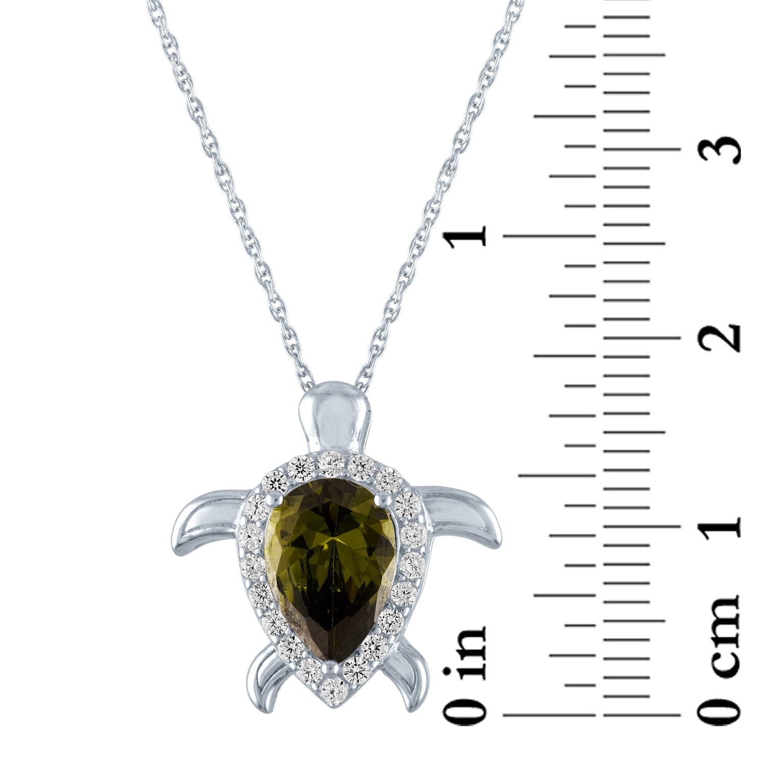 Ladies Brilliance Fine Jewelry Simulated Peridot & CZ Sterling Silver Pendant, 18" - Image 2
