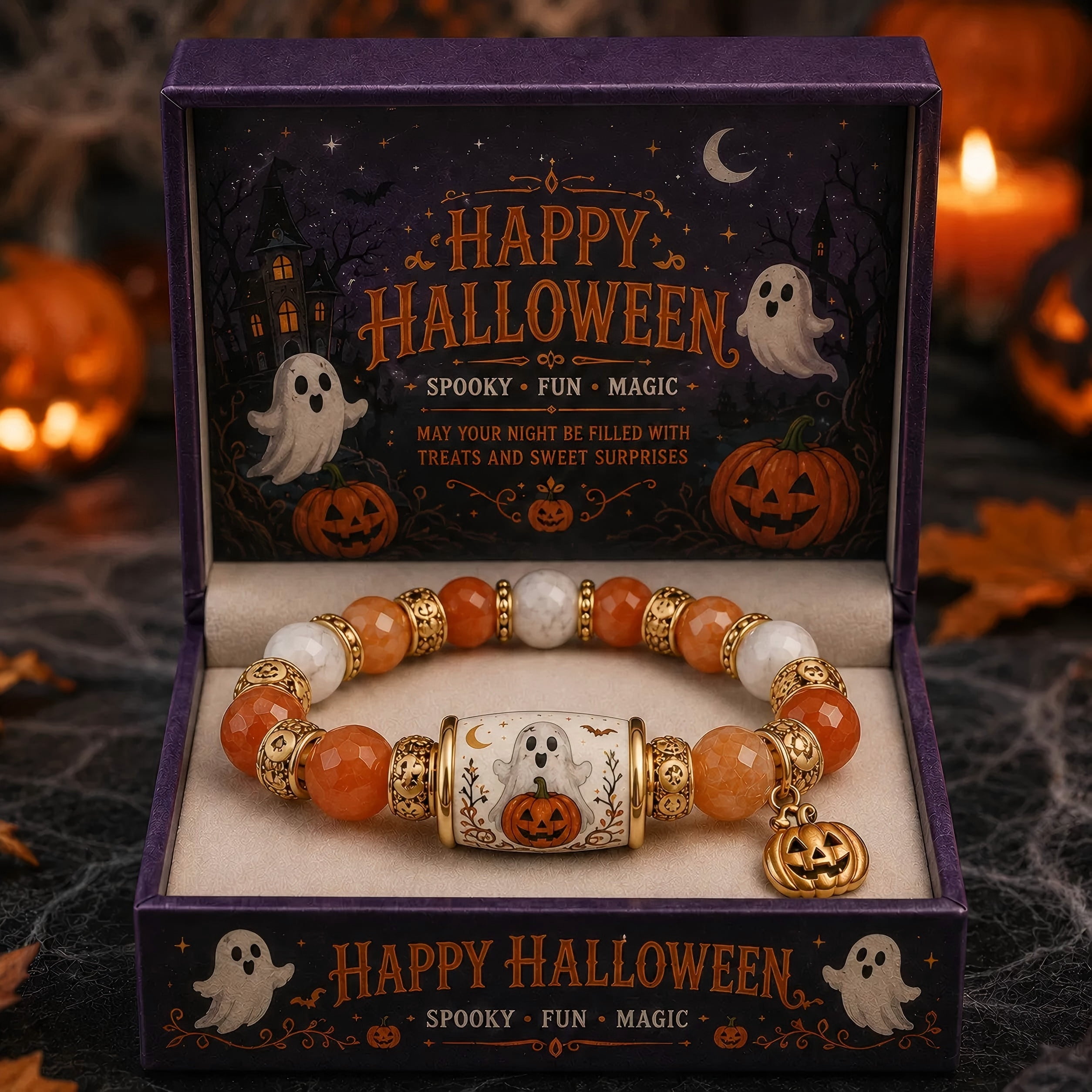 Limited Edition 2026 Halloween Beaded Bracelet Gift Set, Stretch Halloween Bracelet, Spooky Season Jewelry for Women, Fall Autumn Jewelry Gift,2pcs,C - Image 5