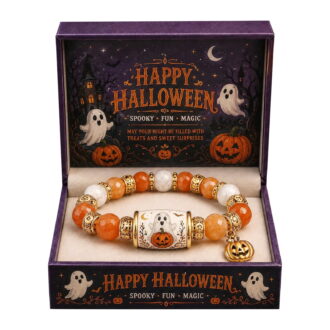 Limited Edition 2026 Halloween Beaded Bracelet Gift Set, Stretch Halloween Bracelet, Spooky Season Jewelry for Women, Fall Autumn Jewelry Gift,2pcs，C