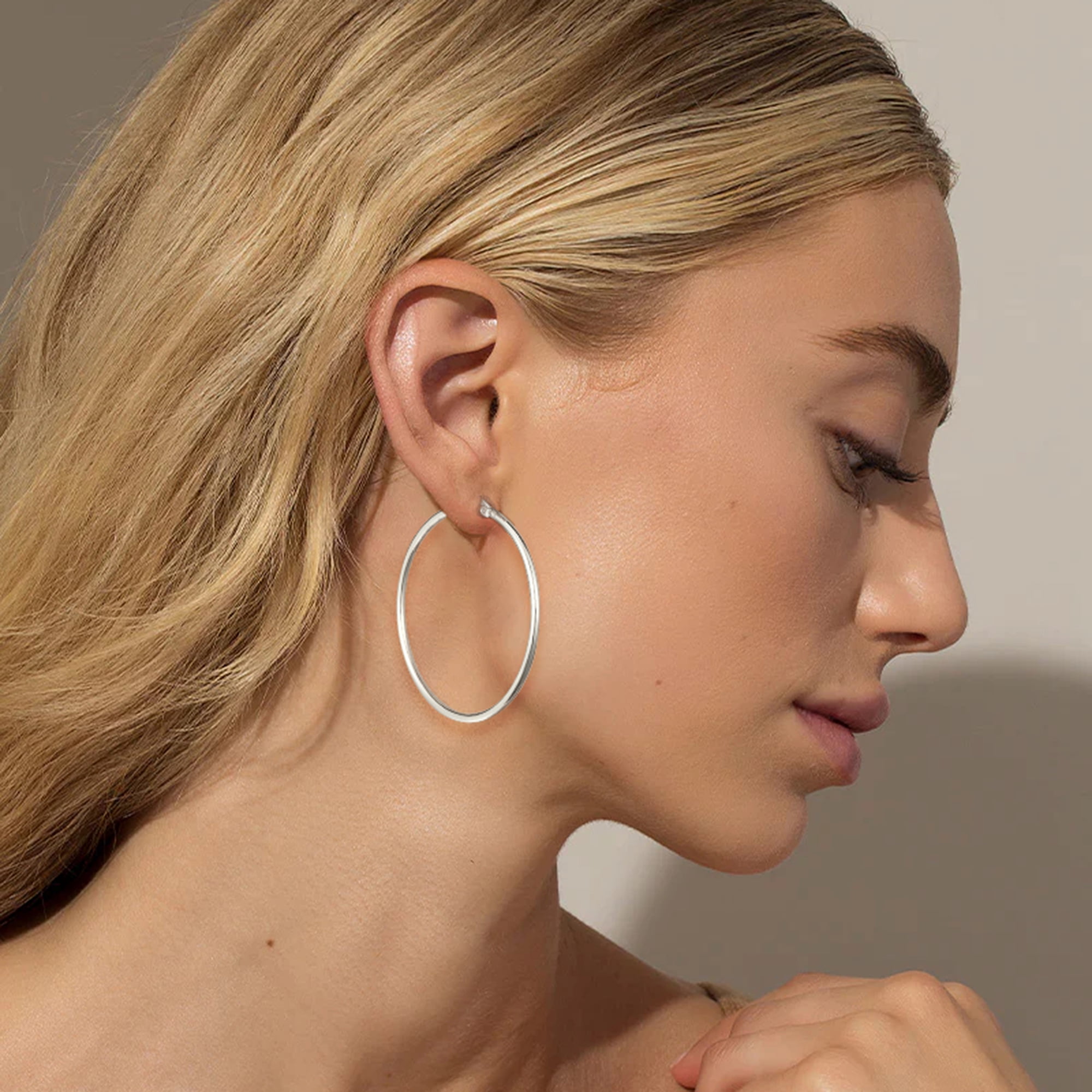 LUNVKY 18K White Gold Plated Hoop Earrings for Women Big S925 Sterling Silver Post Hypoallergenic Earrings Birthday Christmas Prom Jewelry Gifts Teen Her Adults Wife Mom Stocking Stuffers Ideas 50MM - Image 5