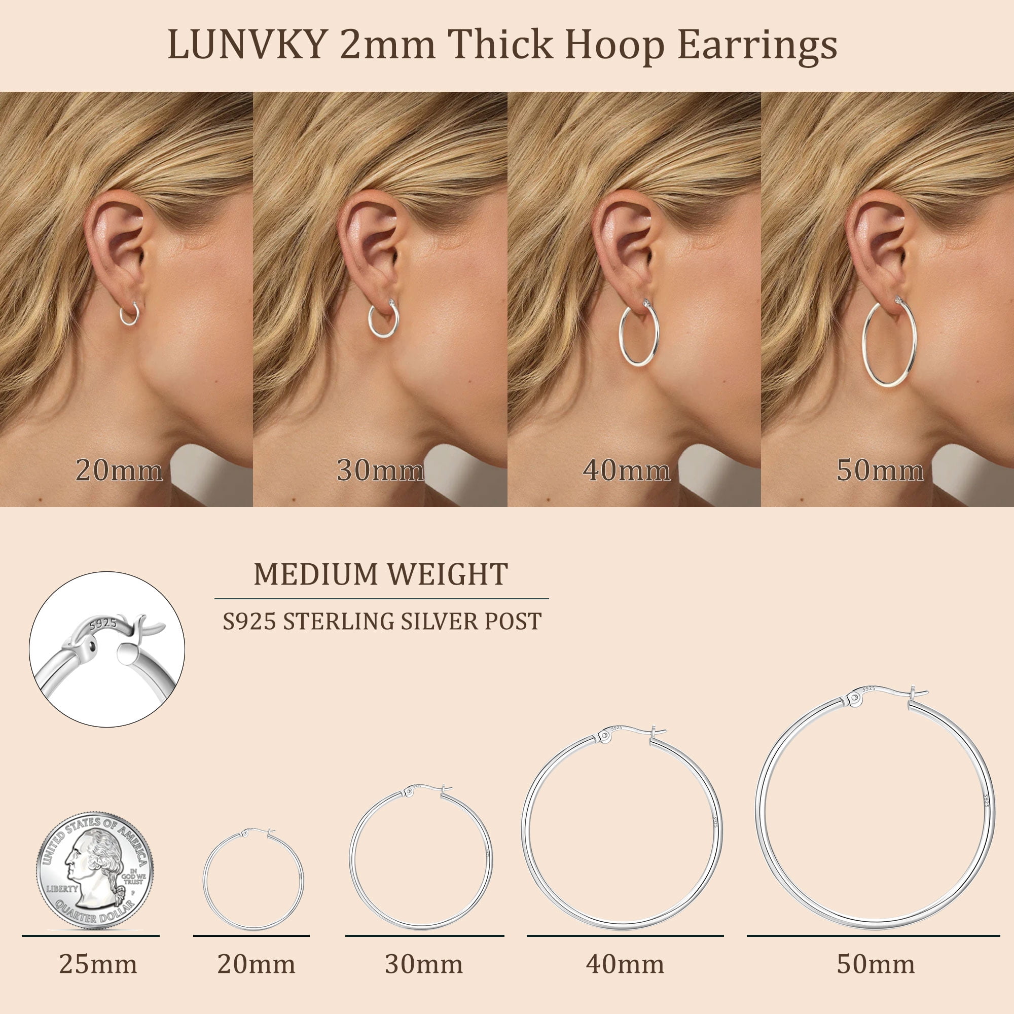 LUNVKY 18K White Gold Plated Hoop Earrings for Women Big S925 Sterling Silver Post Hypoallergenic Earrings Birthday Christmas Prom Jewelry Gifts Teen Her Adults Wife Mom Stocking Stuffers Ideas 50MM - Image 4