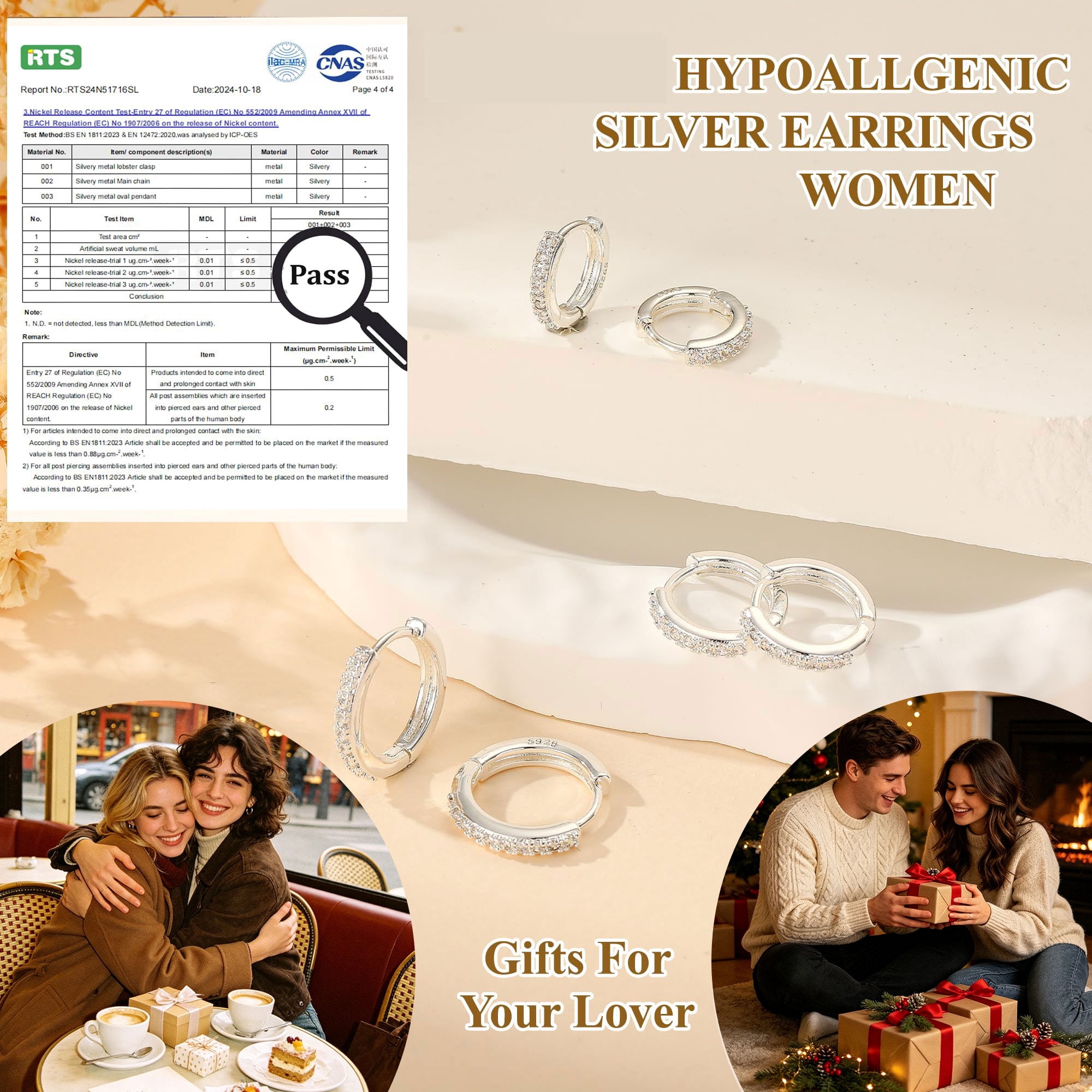 LUNVKY 3 Pairs Hoop Earrings for Women CZ Small Huggie Cartilage S925 Sterling Silver Post Hypoallergenic Earrings Set for Multiple Piercing Birthday Jewelry Gifts Teen Her Ideas - Image 2