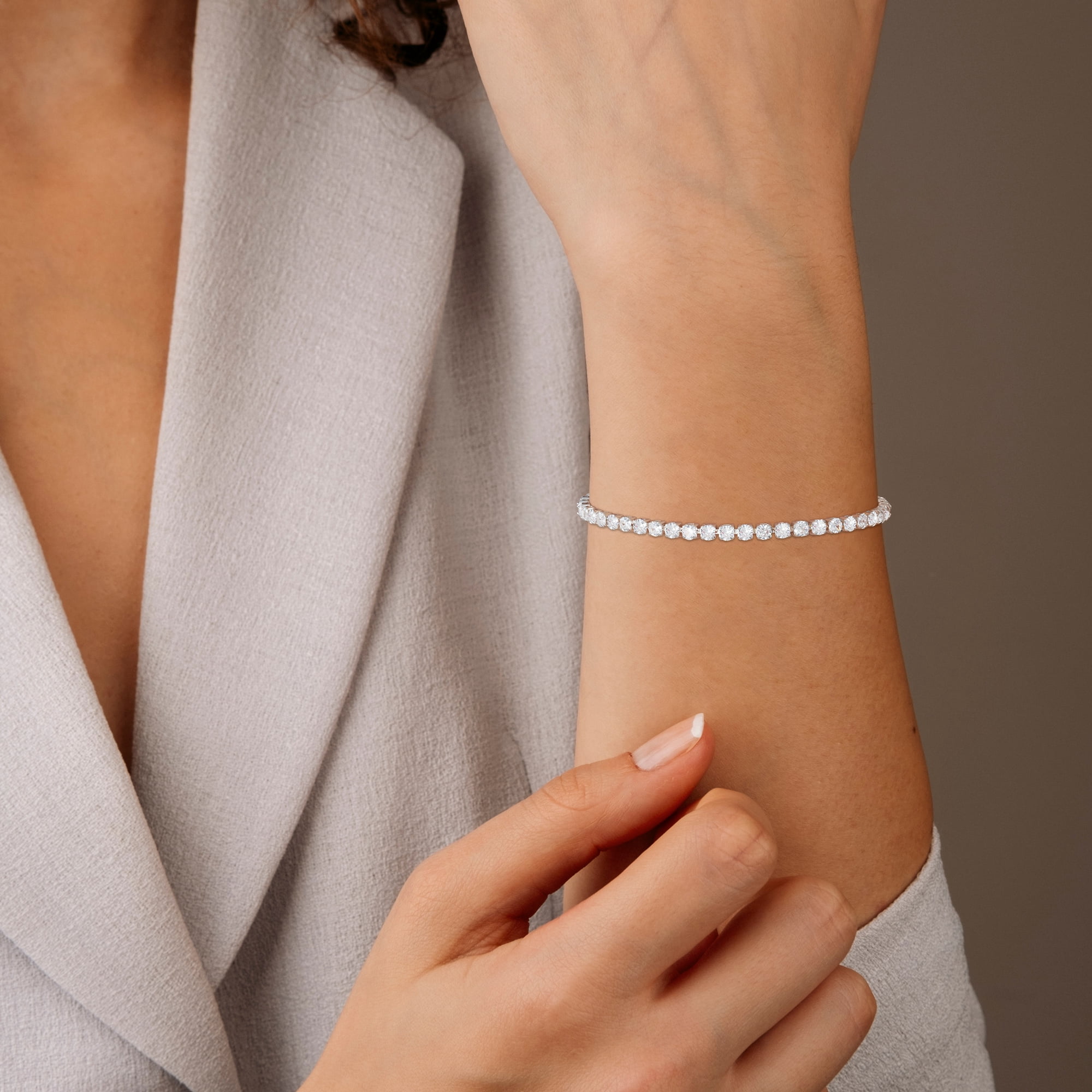 LUNVKY S925 Sterling Silver Plated Tennis Bracelets for Women Girls CZ April Birthstone Bracelets with Crystal Birthday Graduation Jewelry Gifts Teen Mom Her Adult Wife Kids Age Ideas - Image 5