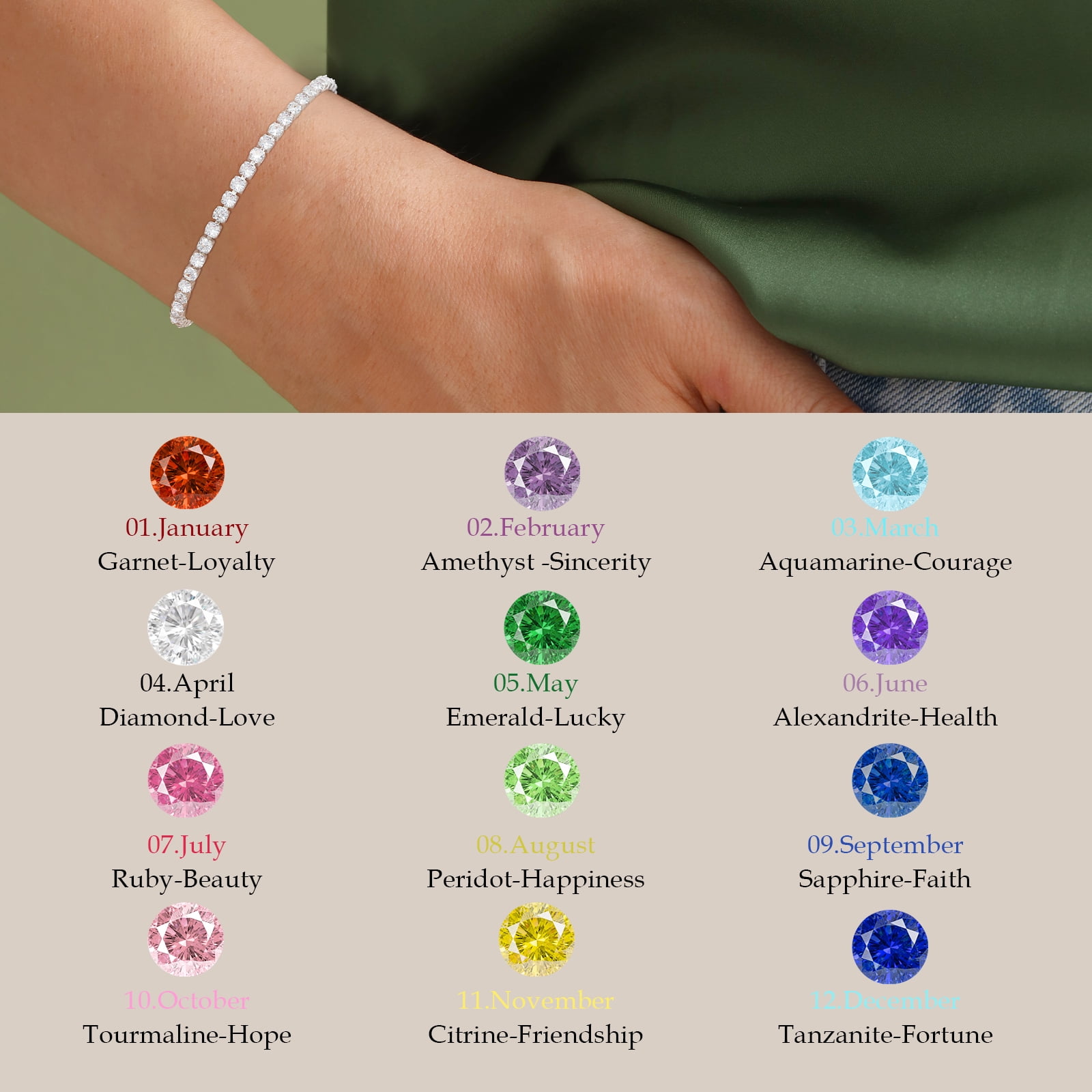 LUNVKY S925 Sterling Silver Plated Tennis Bracelets for Women Girls CZ April Birthstone Bracelets with Crystal Birthday Graduation Jewelry Gifts Teen Mom Her Adult Wife Kids Age Ideas - Image 2