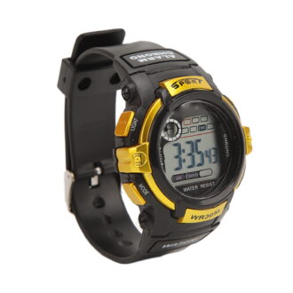 M Buder Sports Watch Digital LCD Electronic Watch Luminous Men Watch for Outdoor Activities 9.65 inches / 24.5 cm Gold[cite: 1]