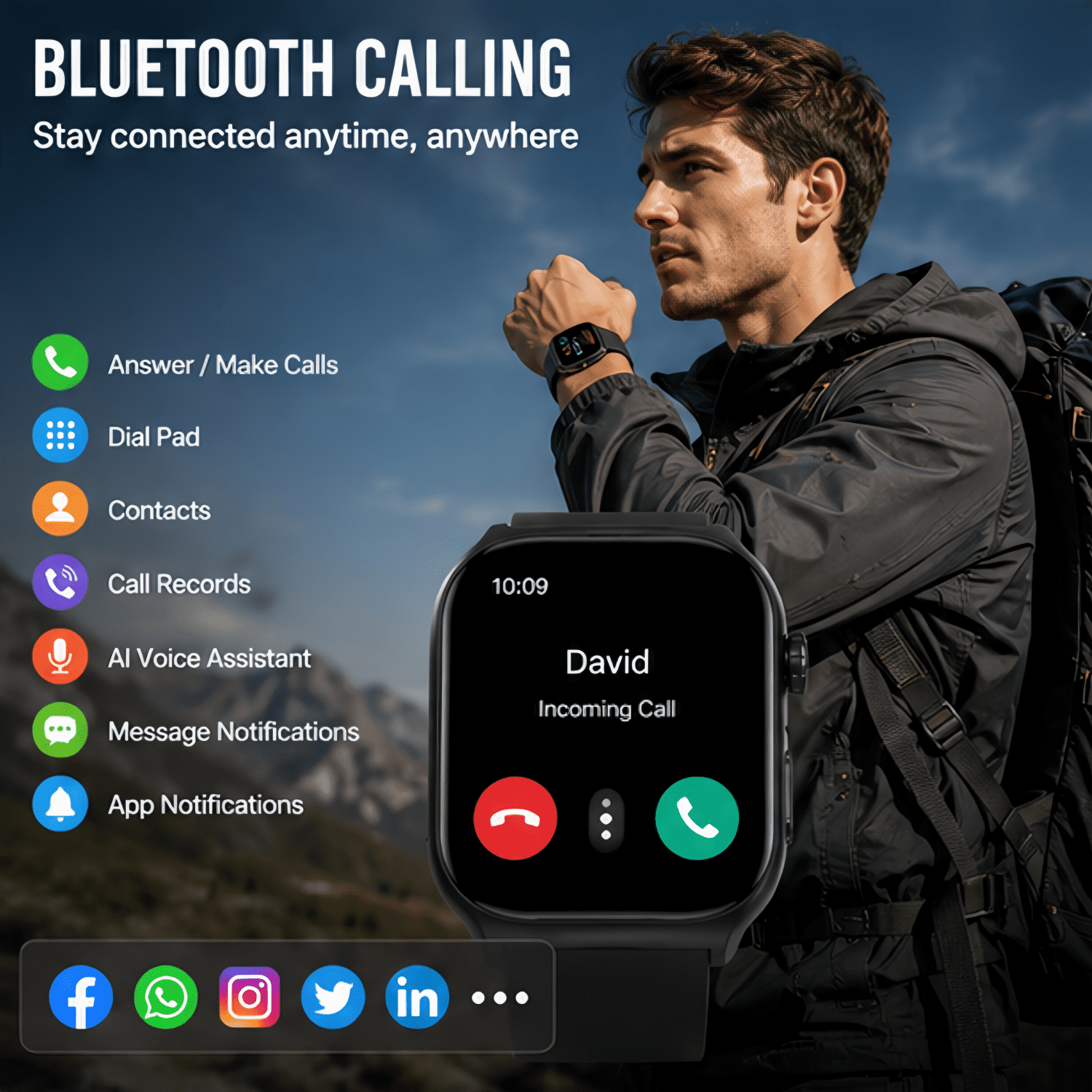 Memoria Smart Watch Fits for Android and iPhone, 1.95" HD Screen, Bluetooth Calling, IP68 Waterproof Fitness Tracker, 10-Day Battery, 100+ Sports Modes for Outdoor Sports - Image 4