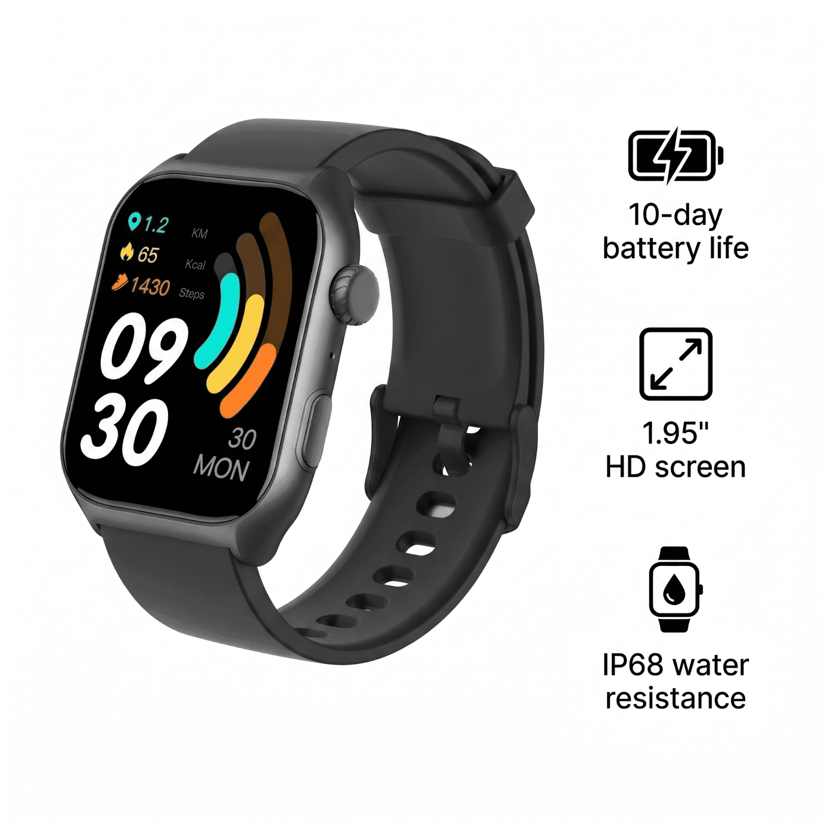 Memoria Smart Watch Fits for Android and iPhone, 1.95" HD Screen, Bluetooth Calling, IP68 Waterproof Fitness Tracker, 10-Day Battery, 100+ Sports Modes for Outdoor Sports - Image 3