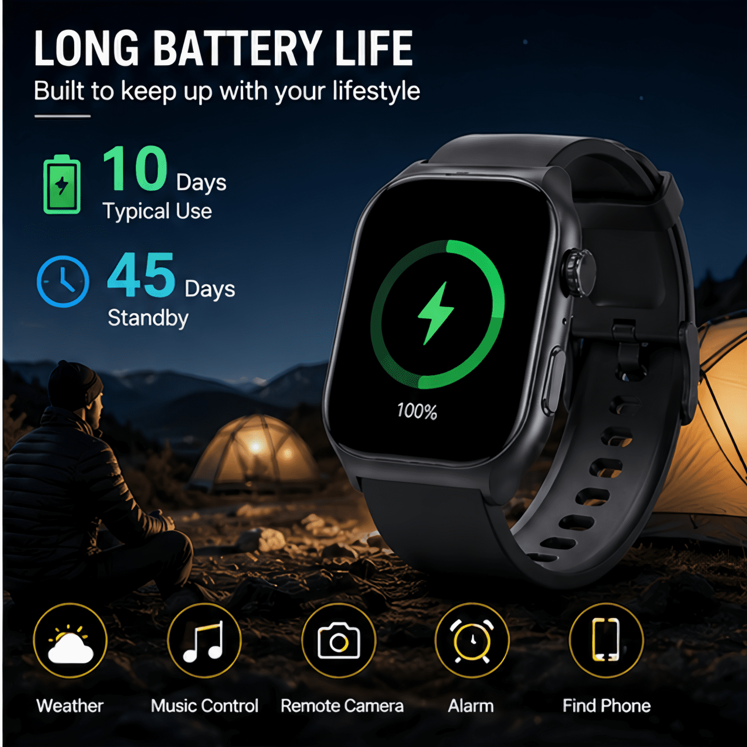Memoria Smart Watch Fits for Android and iPhone, 1.95" HD Screen, Bluetooth Calling, IP68 Waterproof Fitness Tracker, 10-Day Battery, 100+ Sports Modes for Outdoor Sports - Image 5