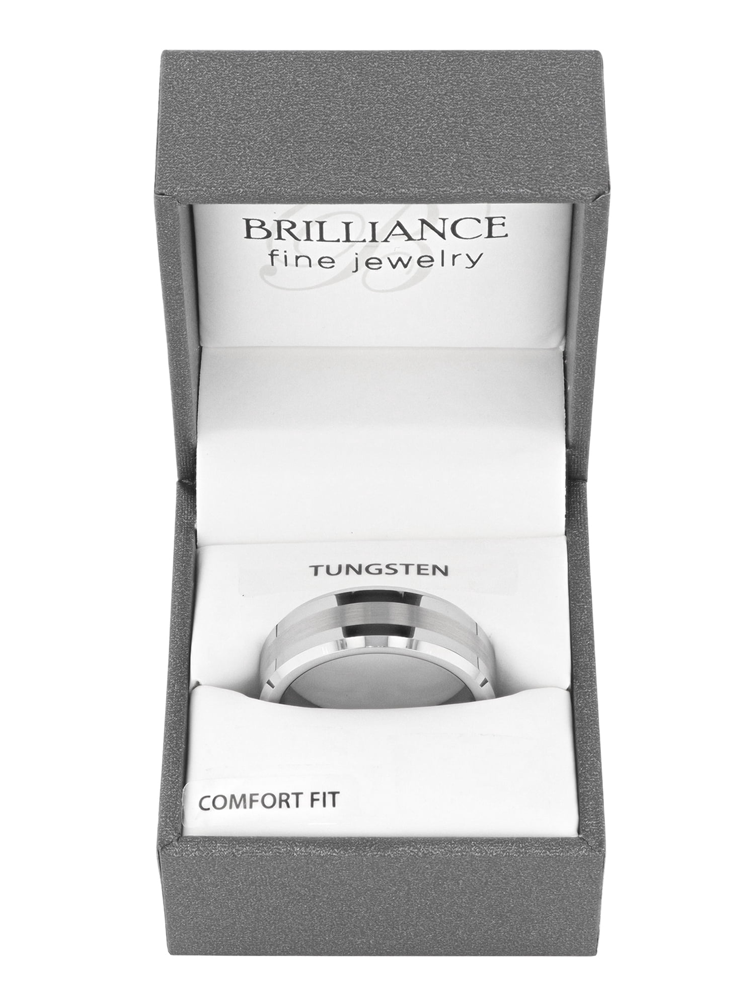 Men's Beveled and Satin Center Ring in Tungsten by Brilliance Fine Jewelry - Wedding Band - Image 2
