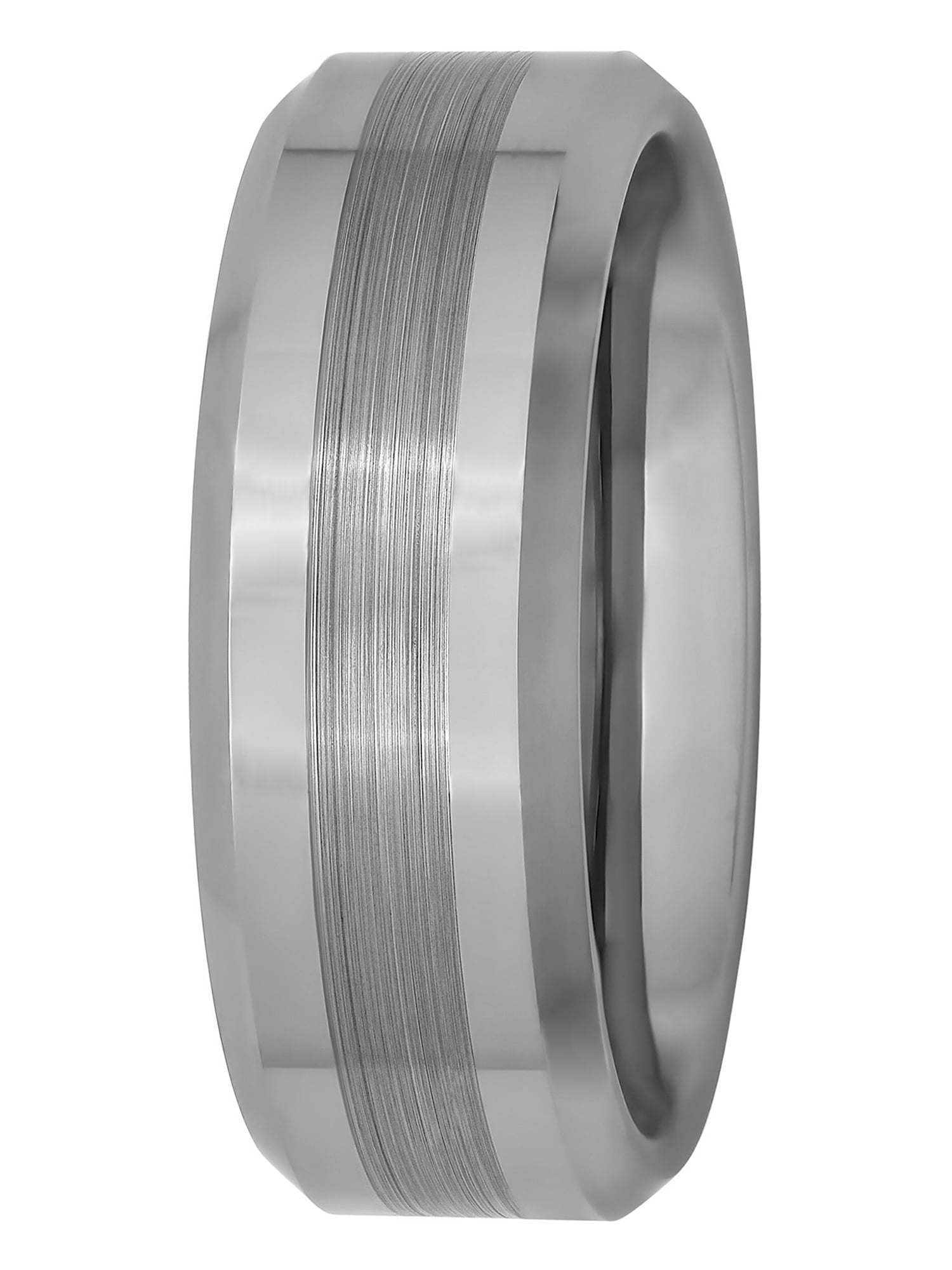 Men's Beveled and Satin Center Ring in Tungsten by Brilliance Fine Jewelry - Wedding Band - Image 3