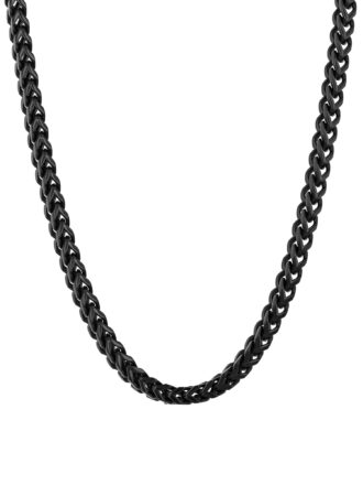Men's Black Stainless Steel Franco 24" Chain Necklace - Brilliance Fine Jewelry