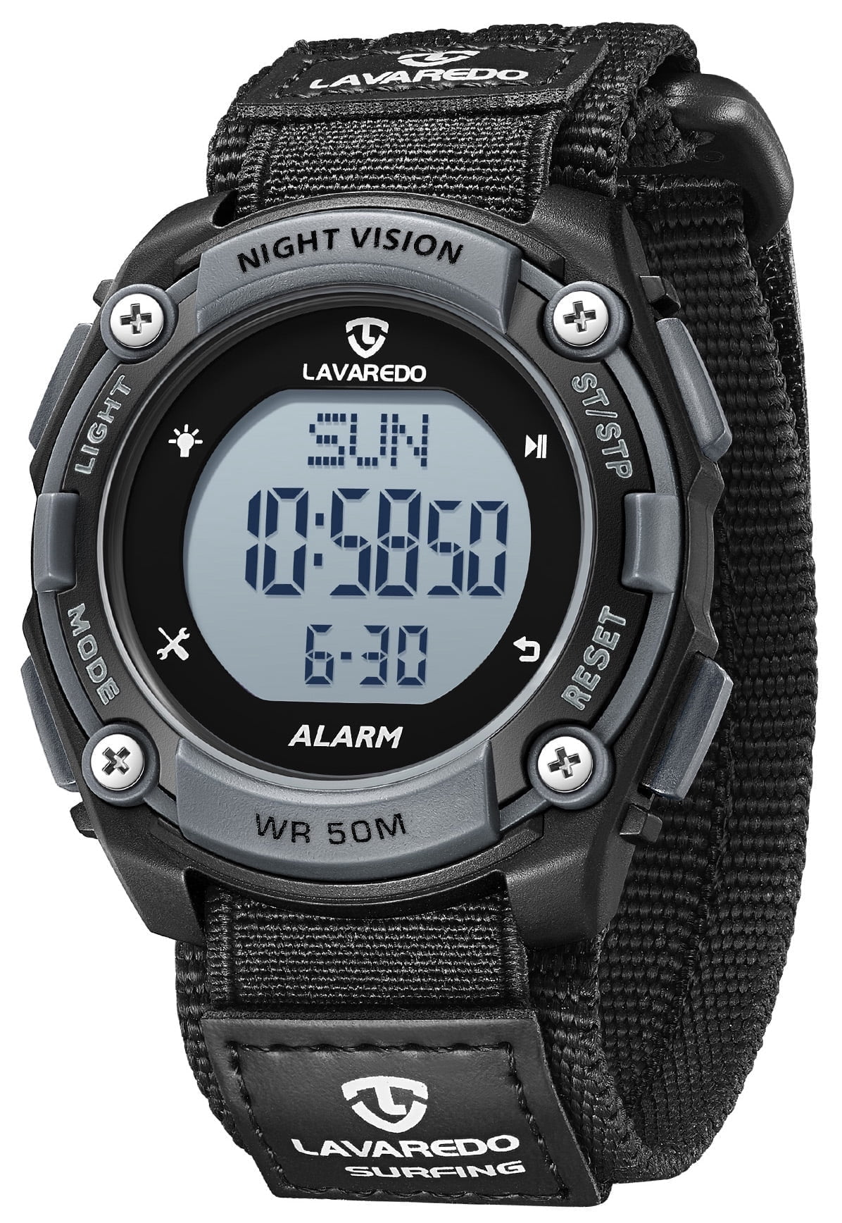 Men's Digital Watch with Nylon Strap – 12/24H Time, Alarm,Stopwatch, LED Backlight Waterproof Man Watch Gift for man Father's Day gift - BlackGrey