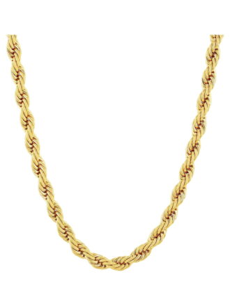 Men's Gold-Tone Stainless Steel Rope Link Chain Necklace - Brilliance Fine Jewelry