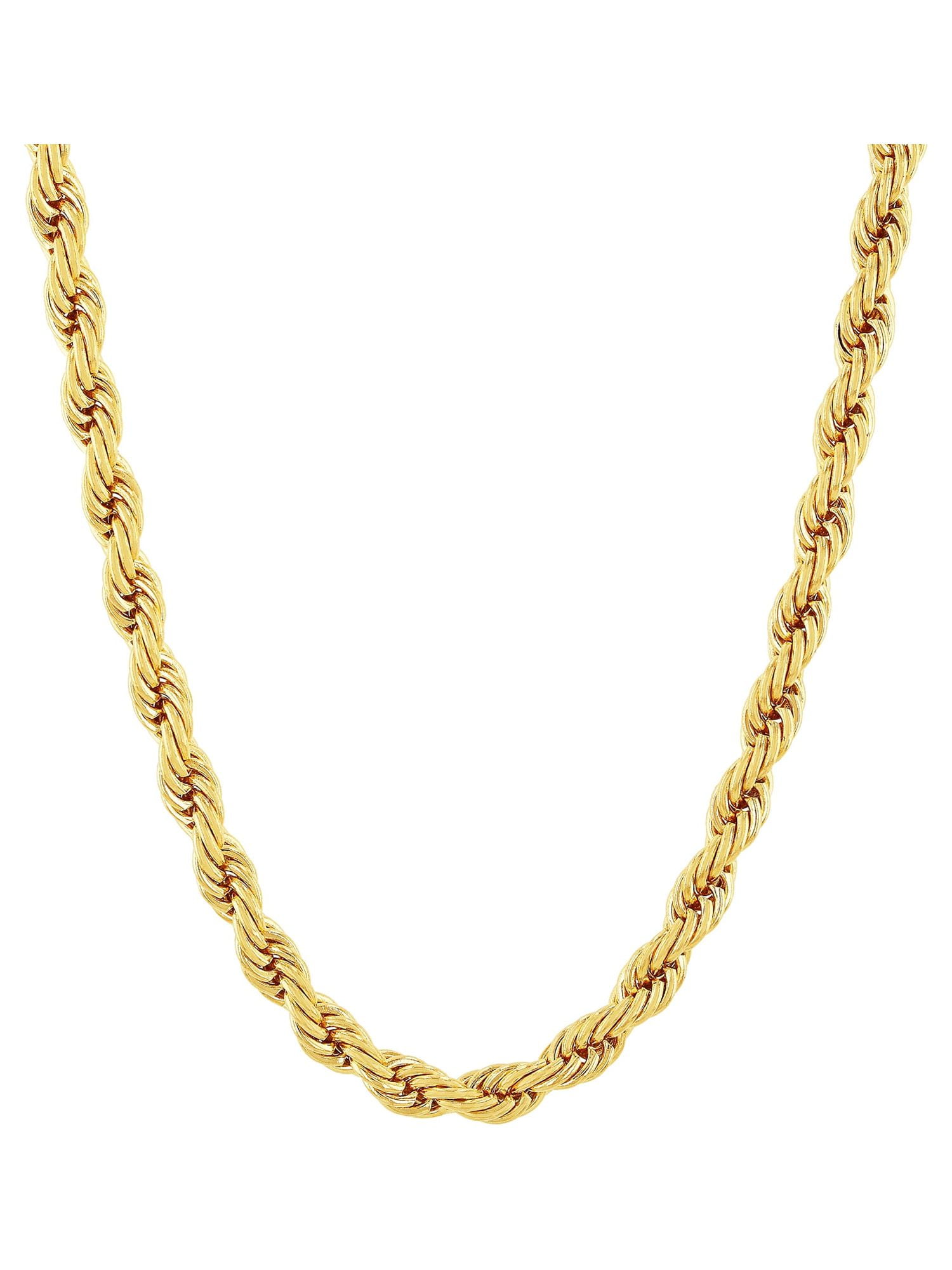 Men's Gold-Tone Stainless Steel Rope Link Chain Necklace - Brilliance Fine Jewelry