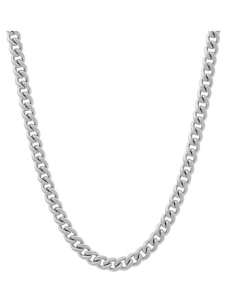 Mens Silver-Tone Stainless Steel 24" Curb Link Chain Necklace by Brilliance Fine Jewelry