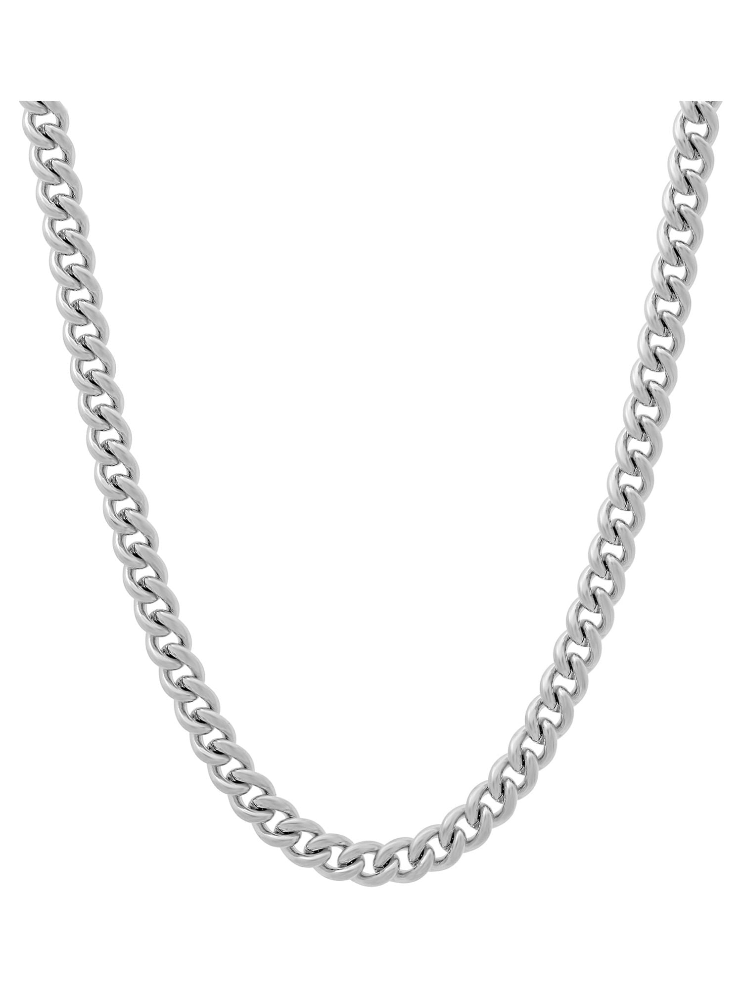 Mens Silver-Tone Stainless Steel 24" Curb Link Chain Necklace by Brilliance Fine Jewelry