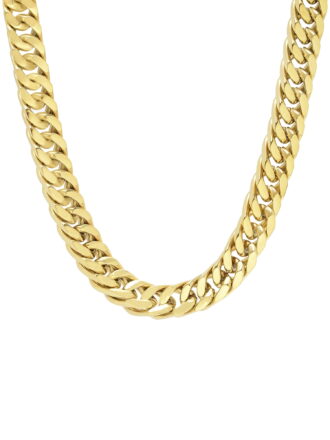 Men’s Stainless Steel Yellow-Tone 9MM Curb Chain Necklace 24" - Brilliance Fine Jewelry